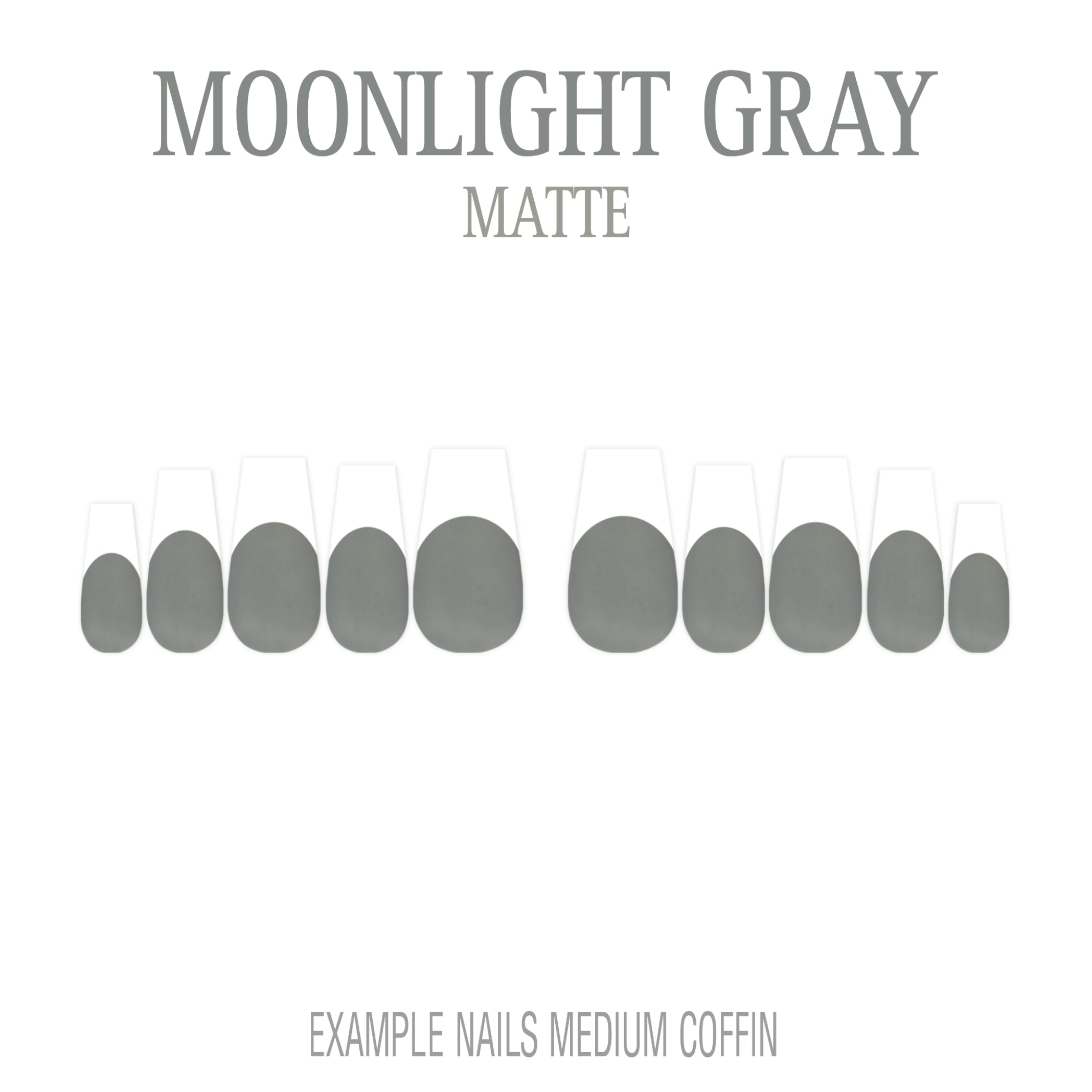 Moonlight Gray grey French tip press-on nails