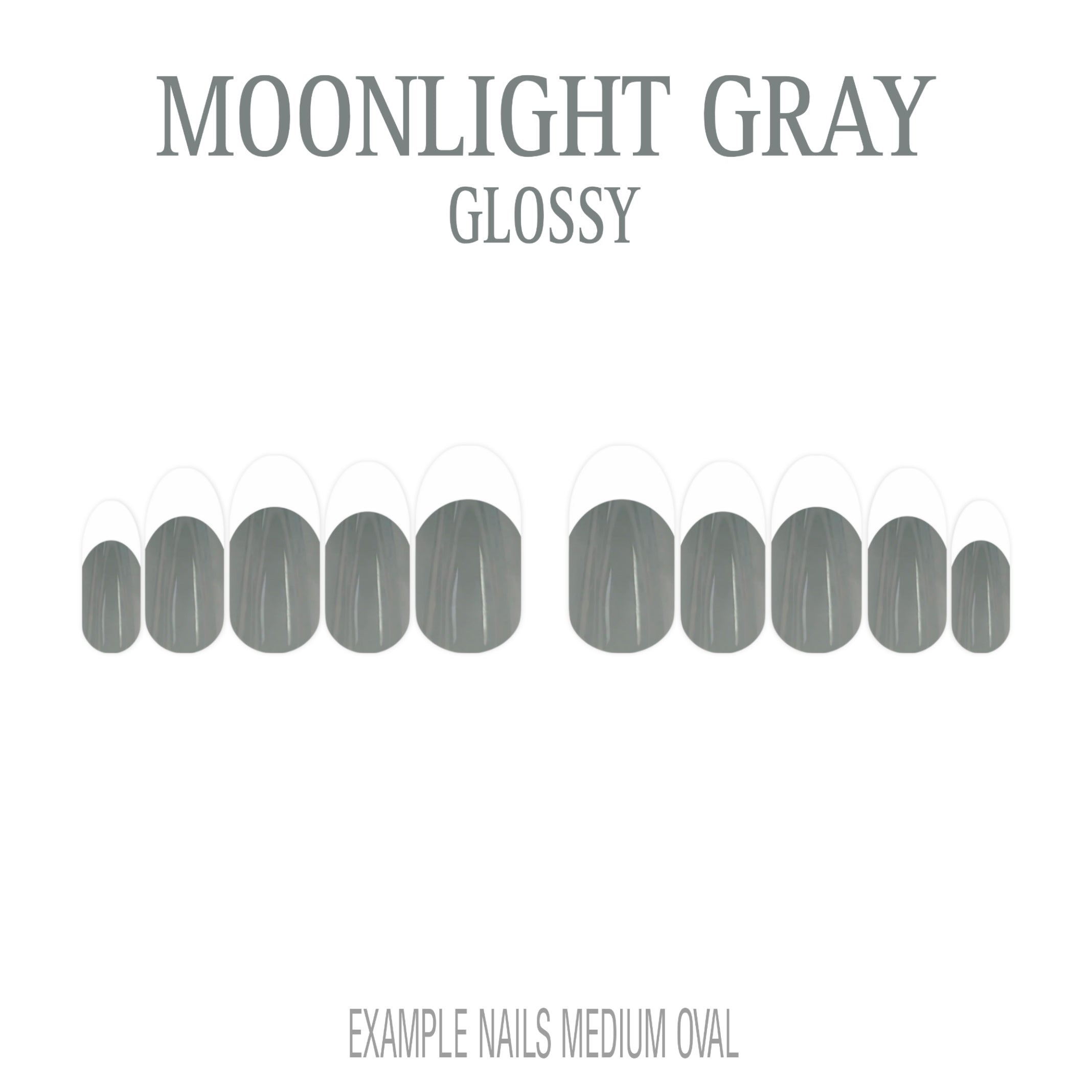 Moonlight Gray grey French tip press-on nails