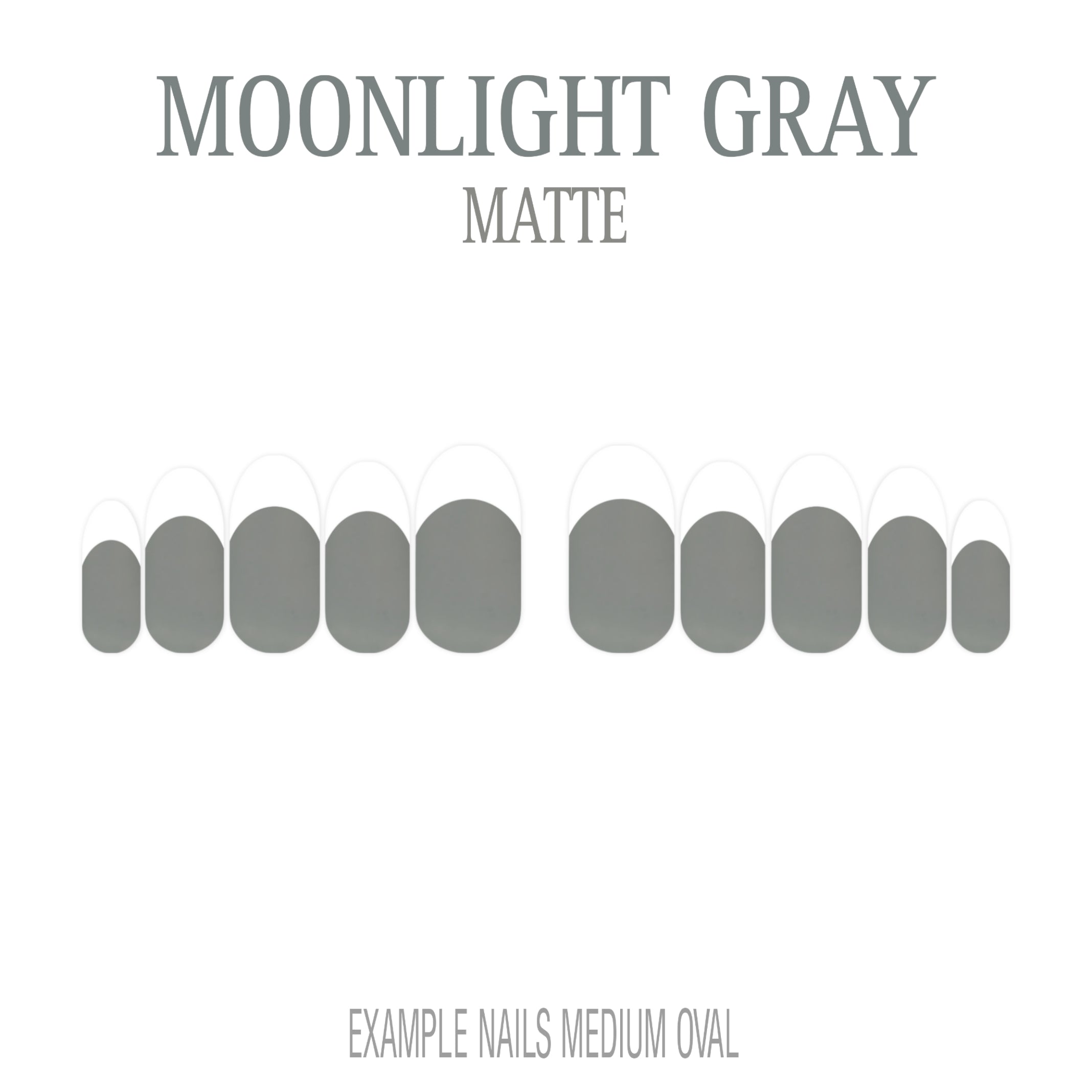 Moonlight Gray grey French tip press-on nails