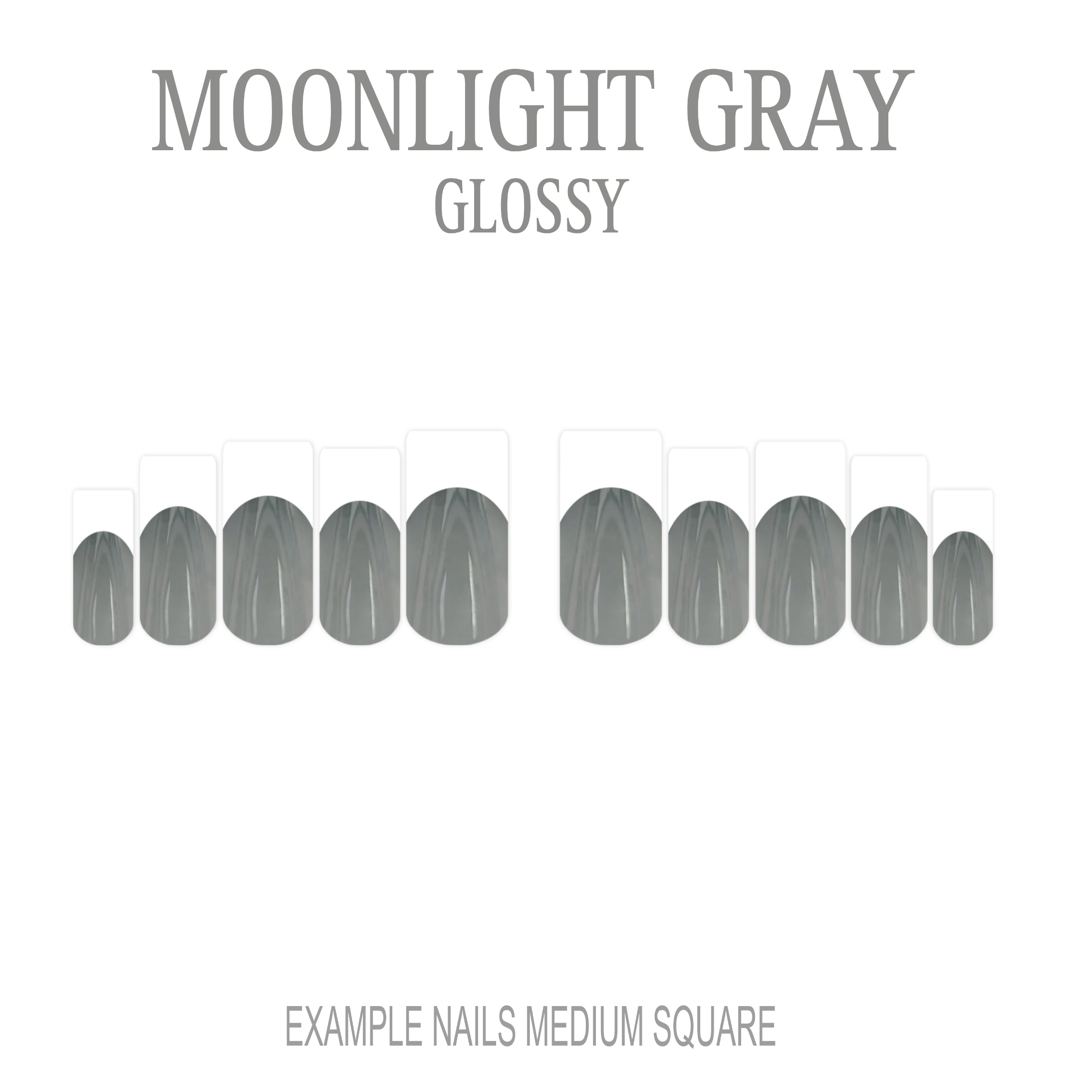 Moonlight Gray grey French tip press-on nails