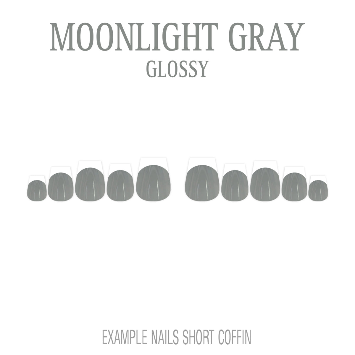 Moonlight Gray grey French tip press-on nails