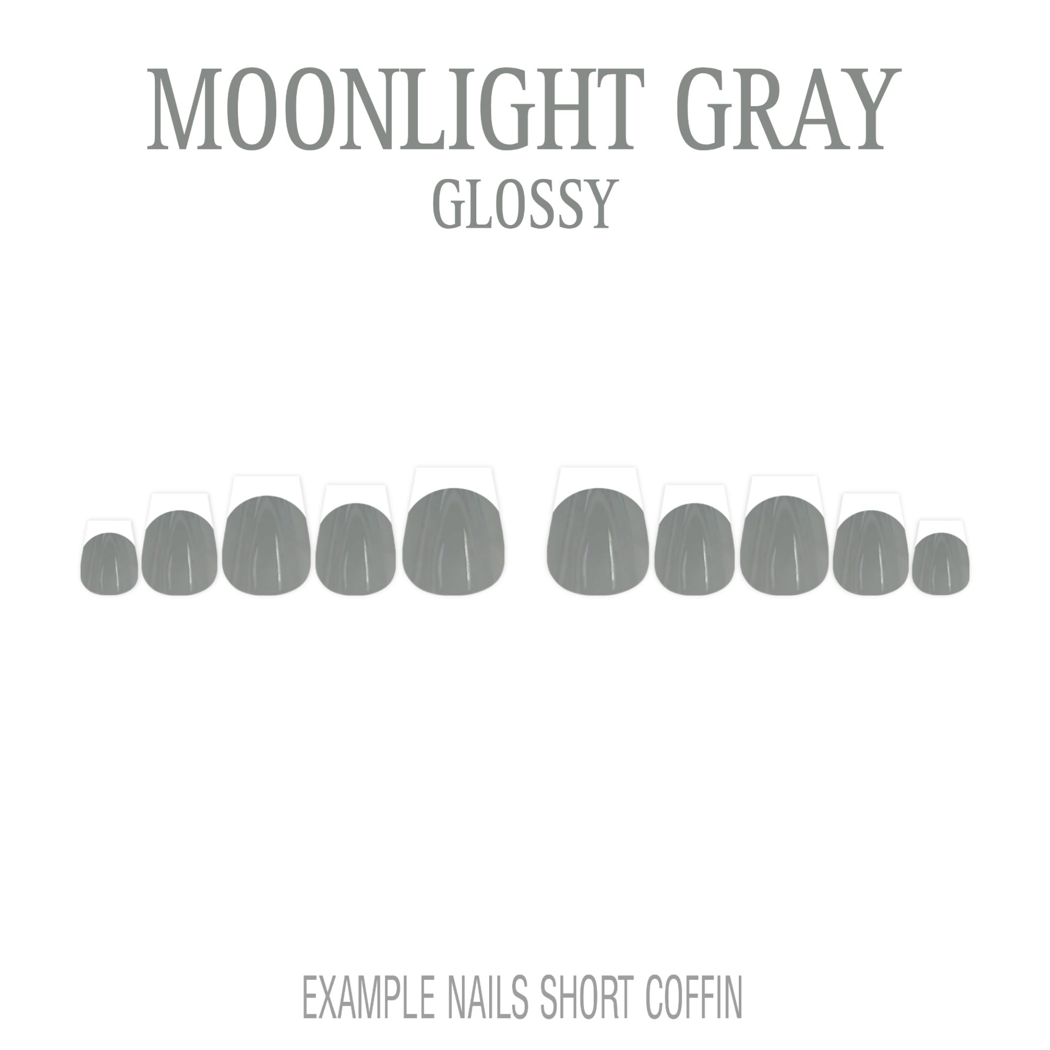 Moonlight Gray grey French tip press-on nails