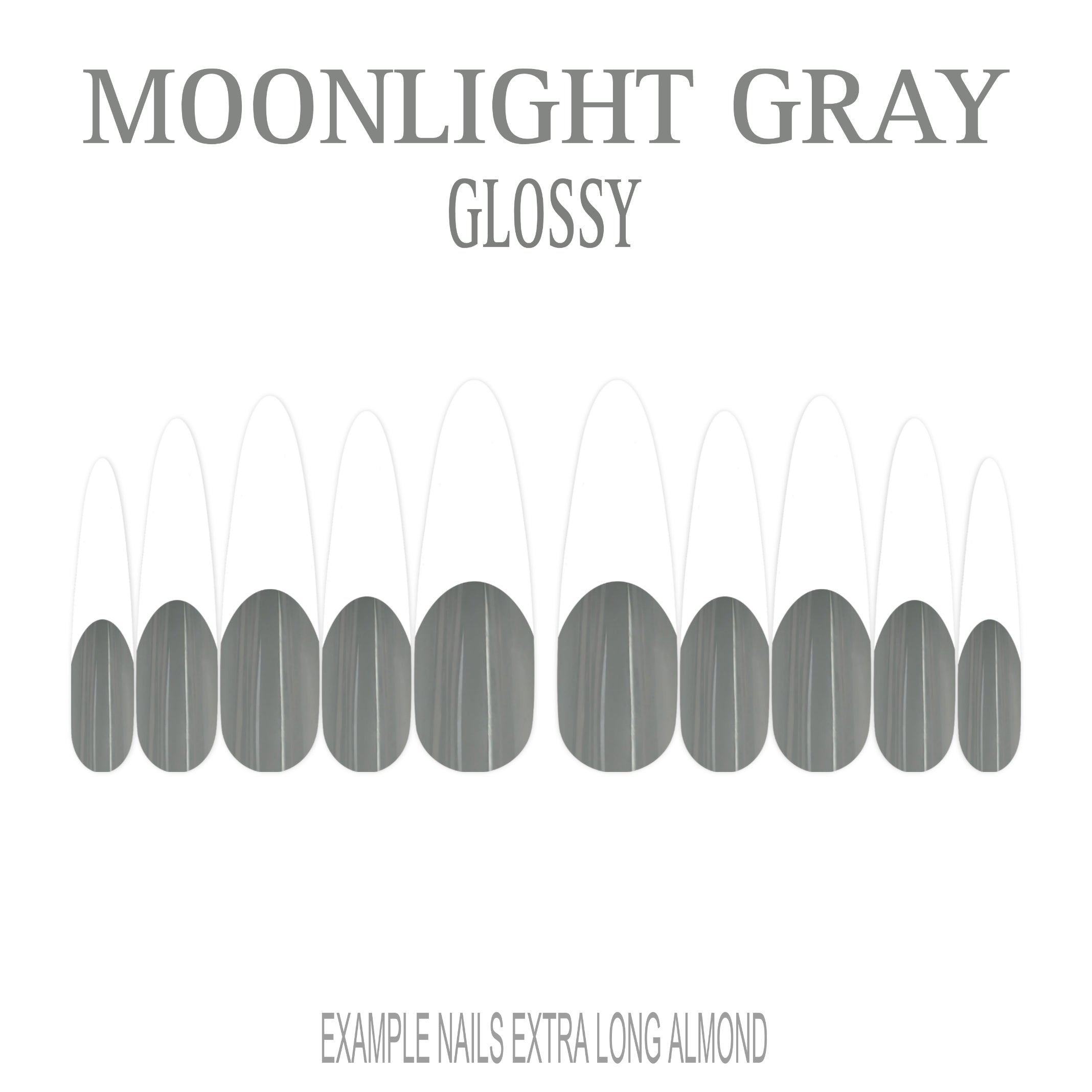 Moonlight Gray grey French tip press-on nails