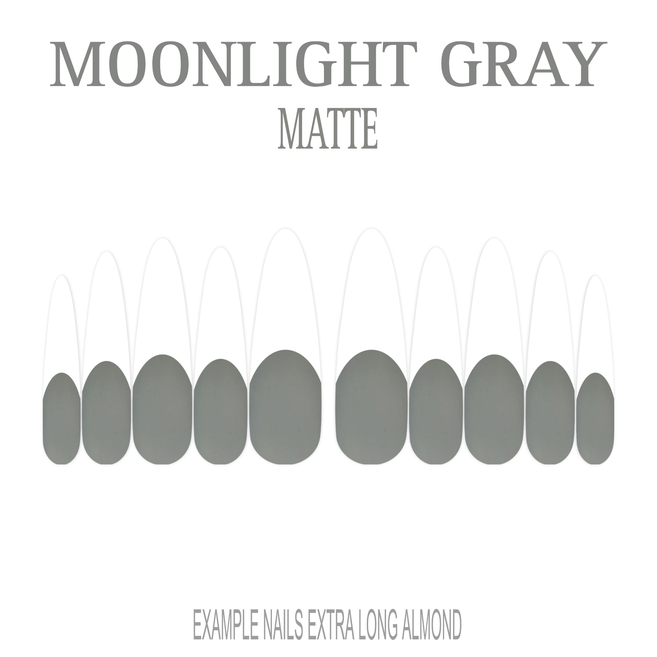Moonlight Gray grey French tip press-on nails