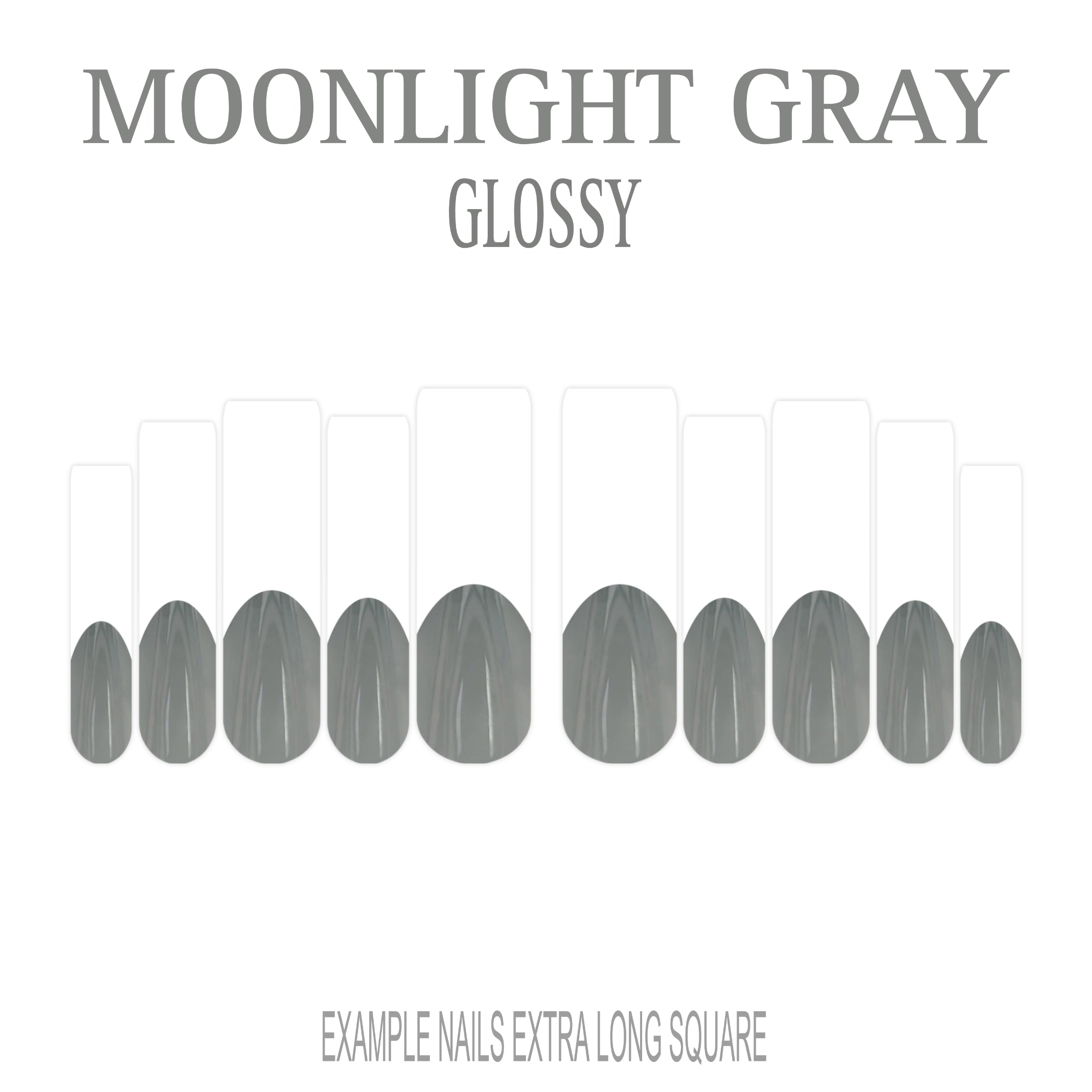 Moonlight Gray grey French tip press-on nails
