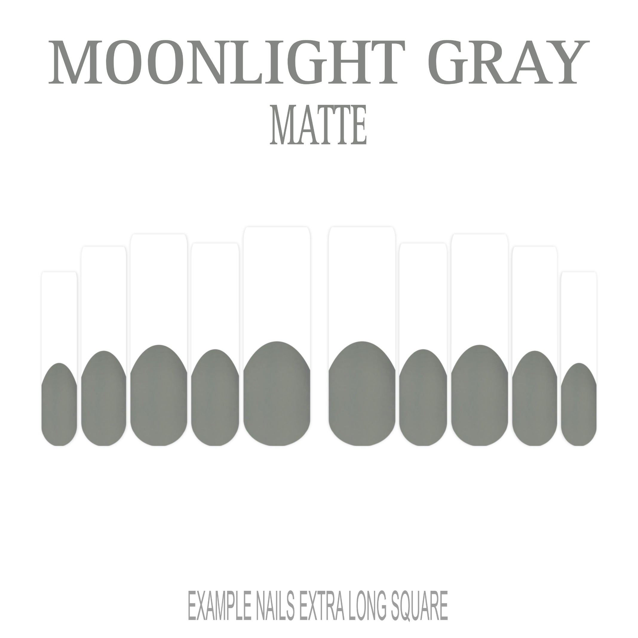 Moonlight Gray grey French tip press-on nails