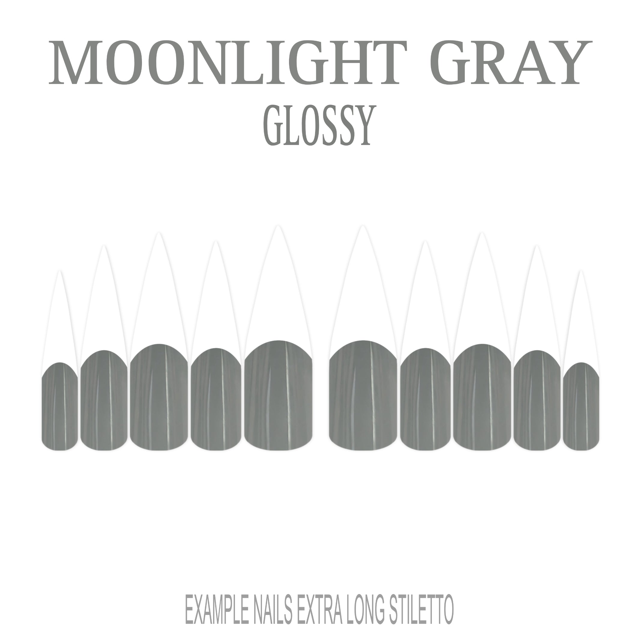 Moonlight Gray grey French tip press-on nails