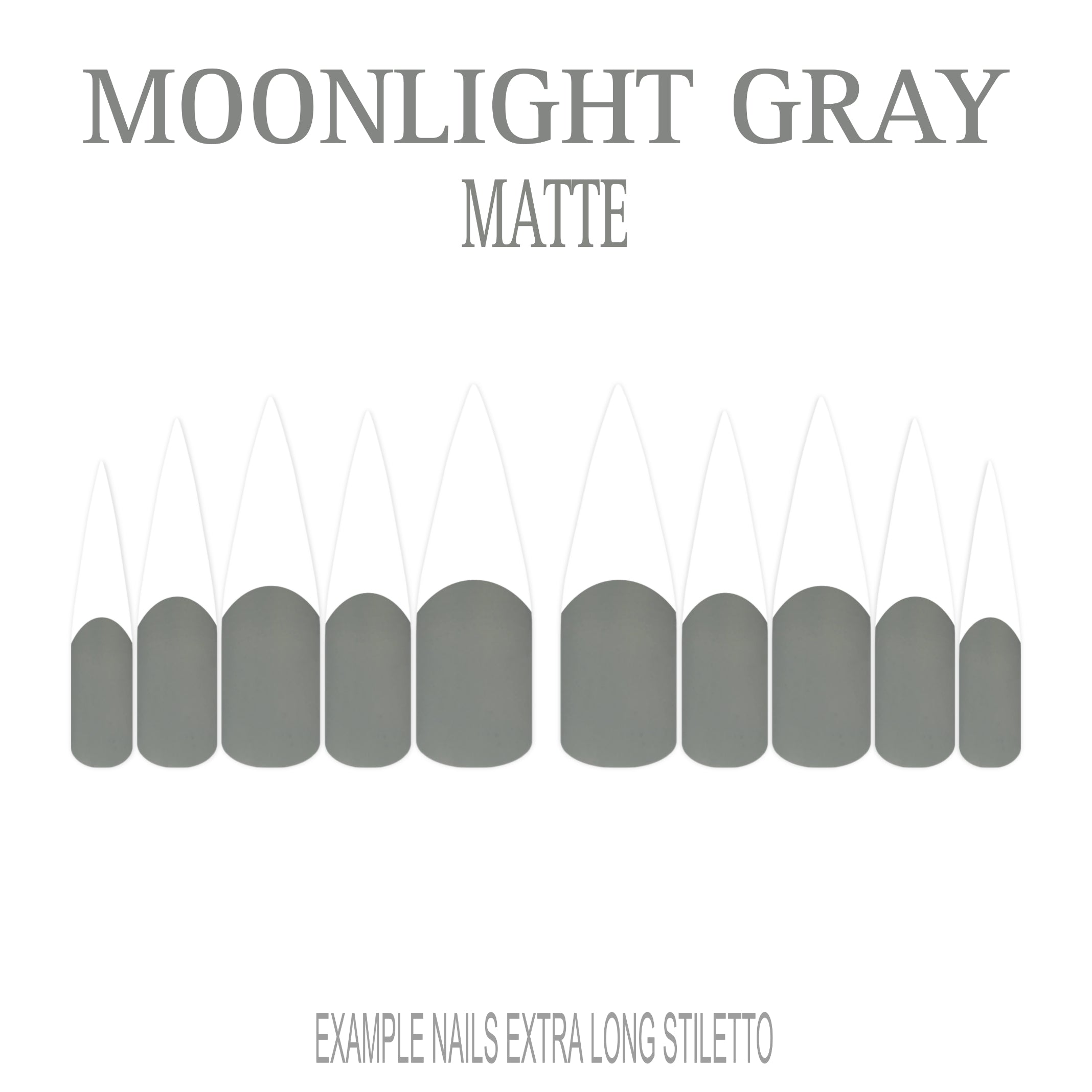 Moonlight Gray grey French tip press-on nails
