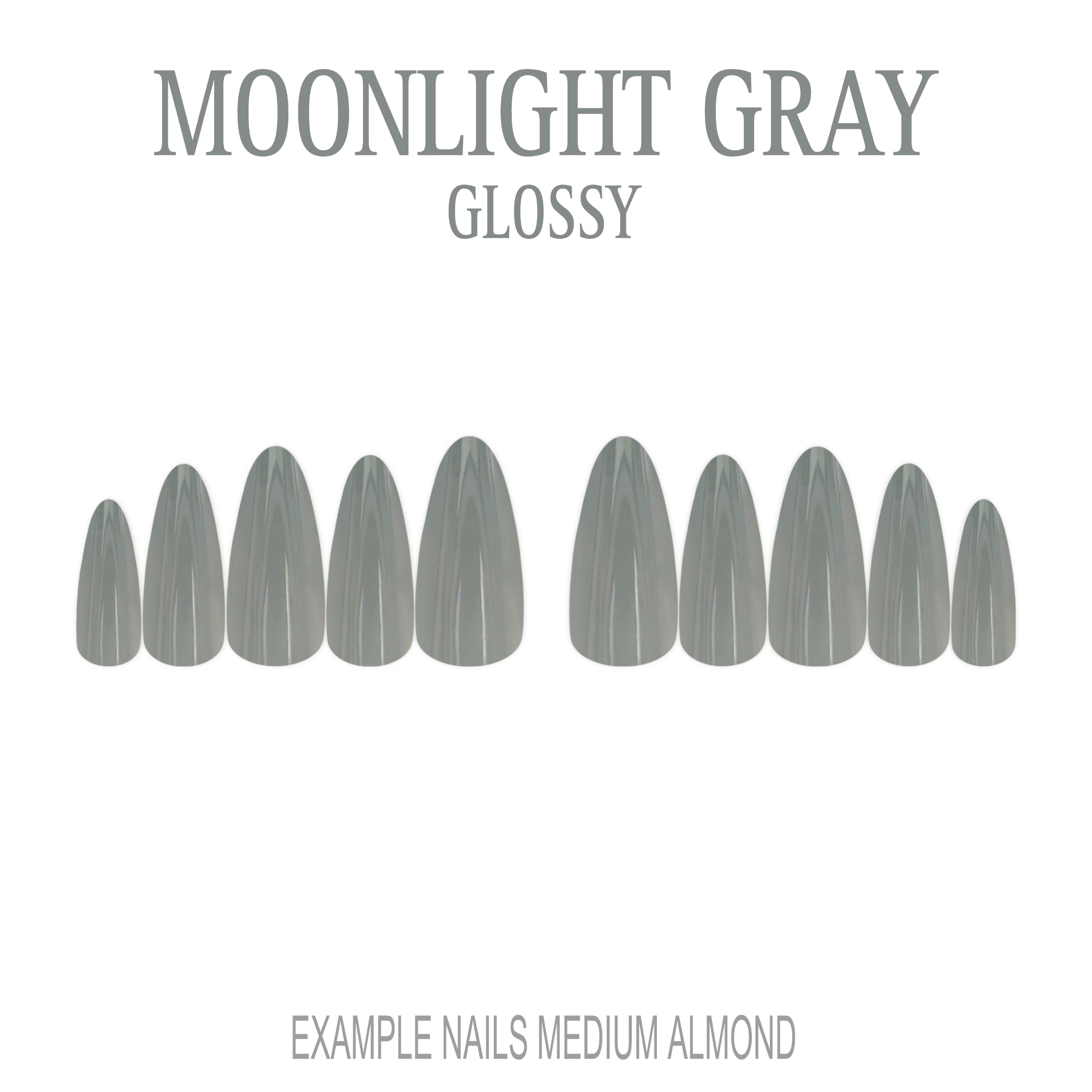 Moonlight Gray cool grey press-on nails