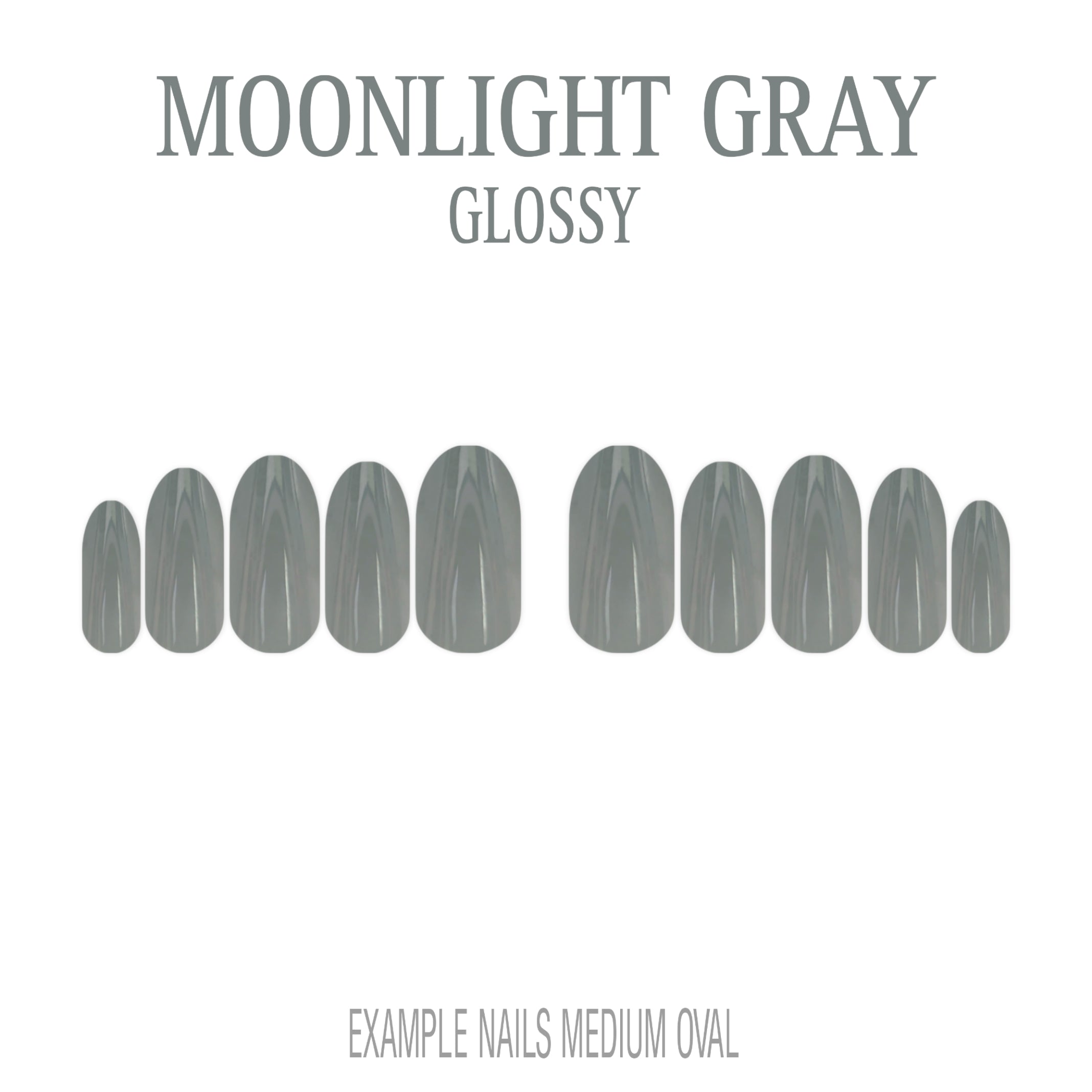 Moonlight Gray cool grey press-on nails