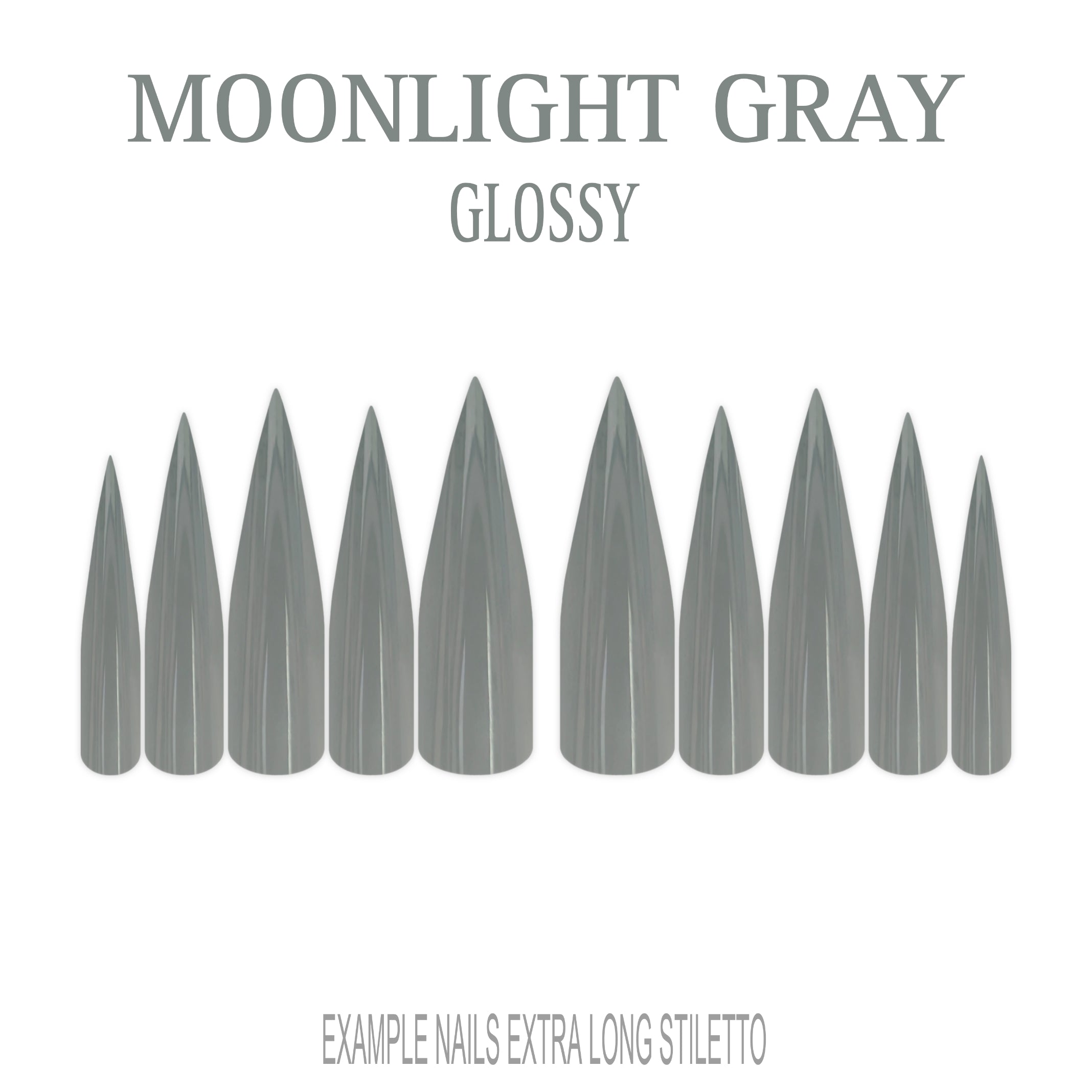 Moonlight Gray cool grey press-on nails