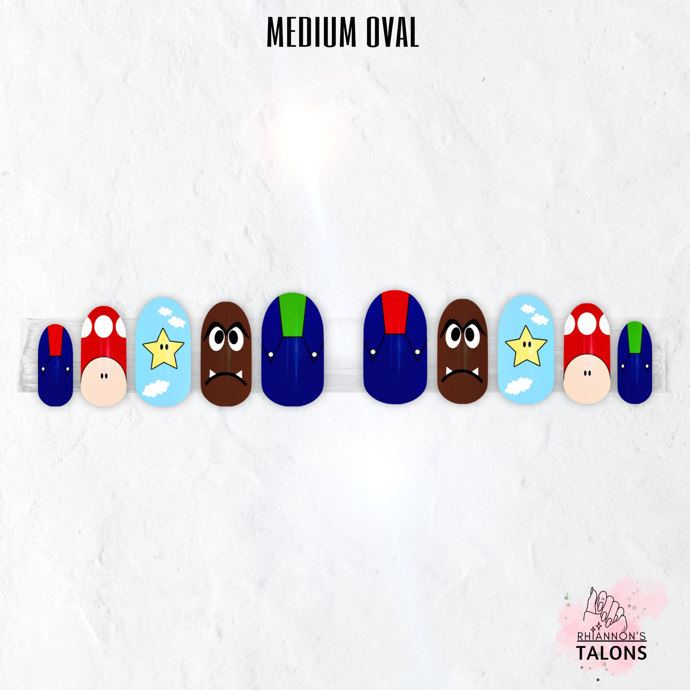 Mushroom Kingdom retro gaming Mario press-on nails