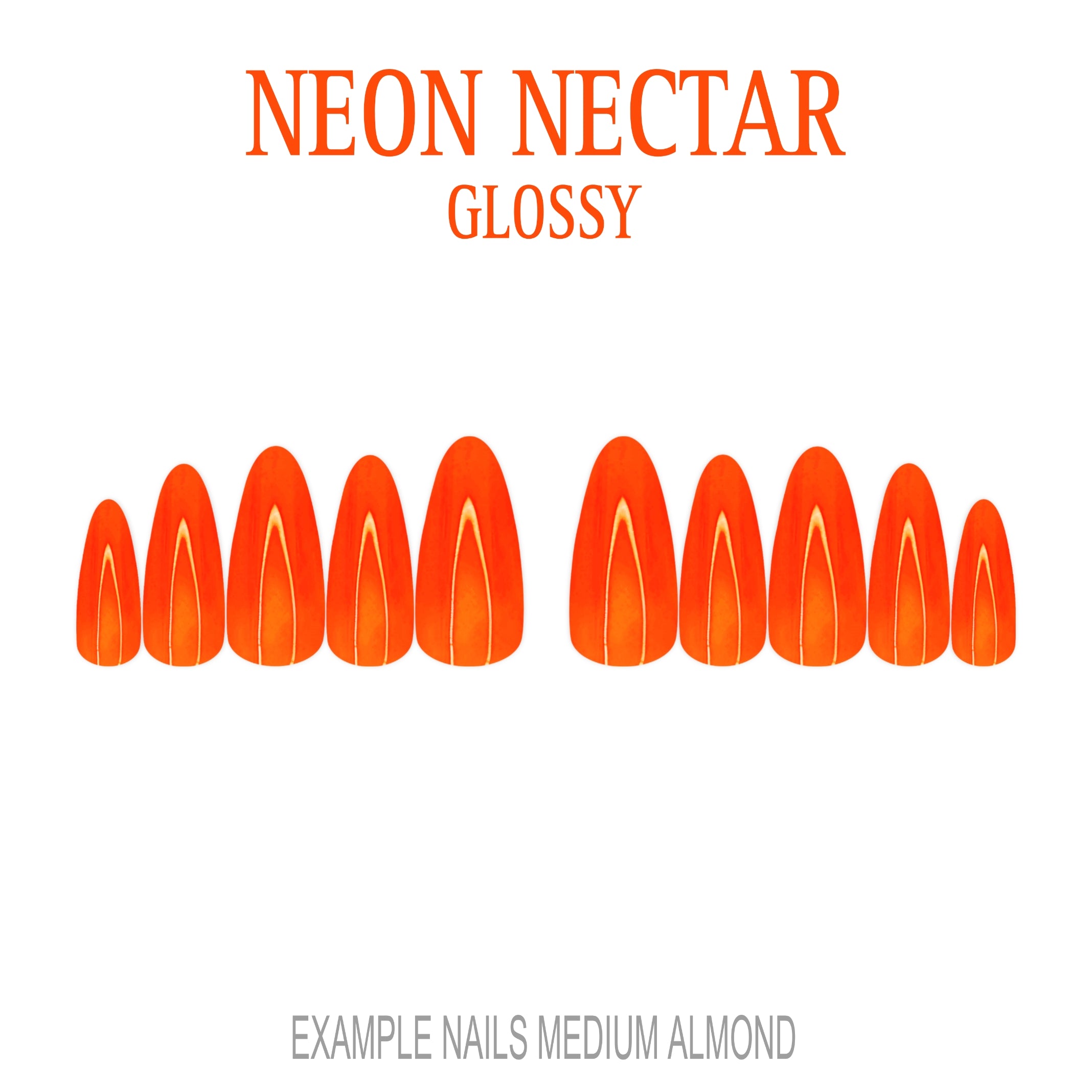 Neon Nectar bright orange press-on nails