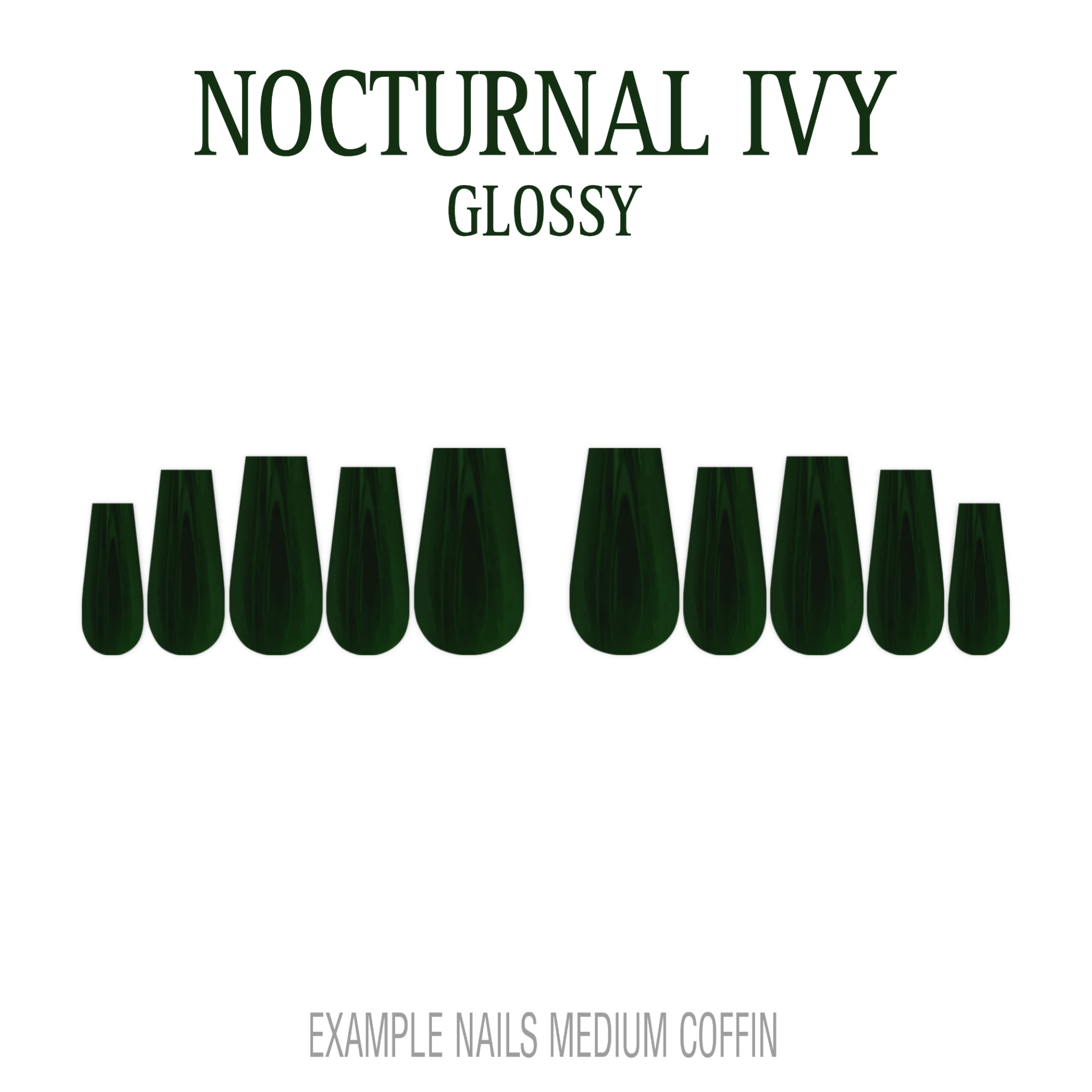 Nocturnal Ivy dark green press-on nails