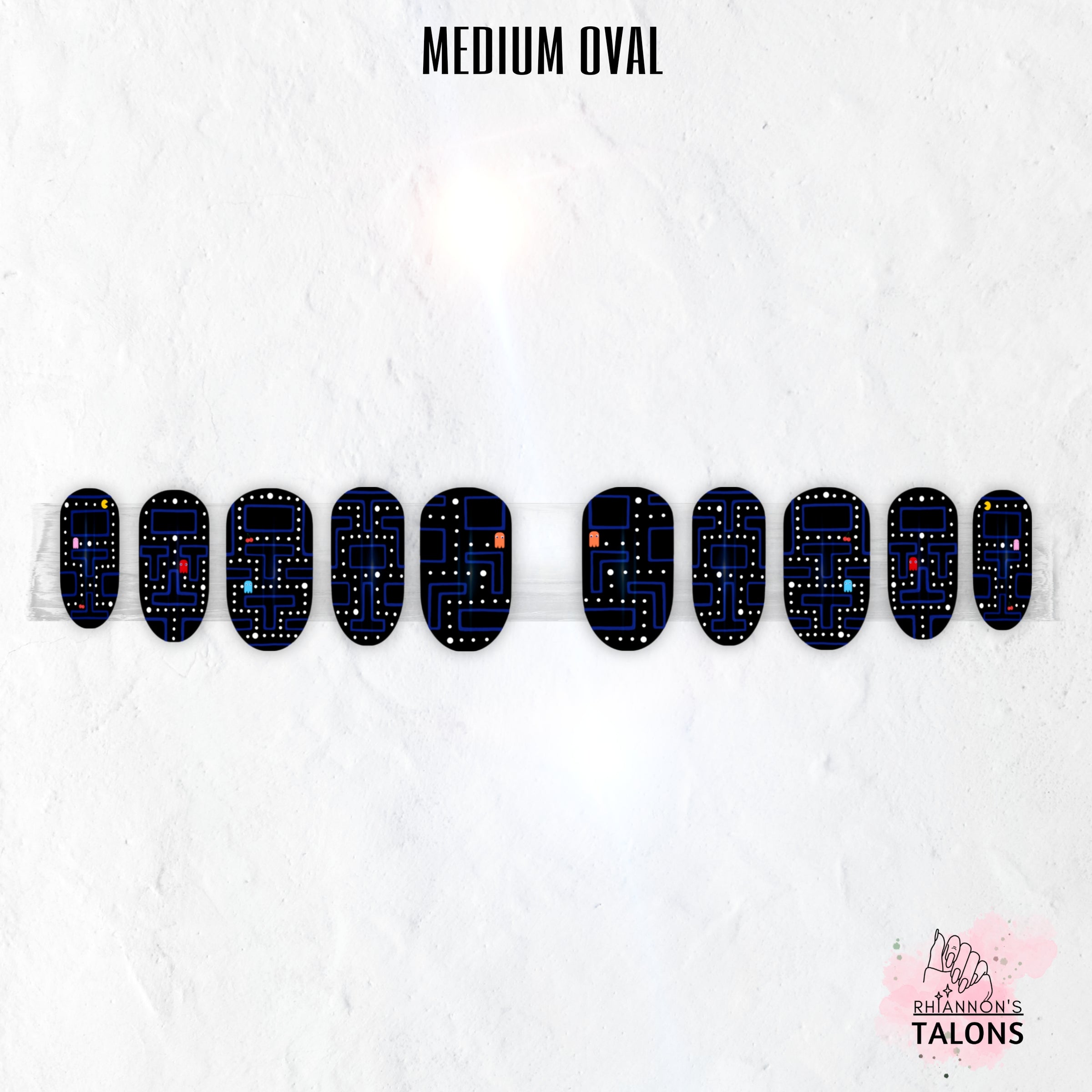 Retro Pac-Man arcade black gamer press-on nails 
