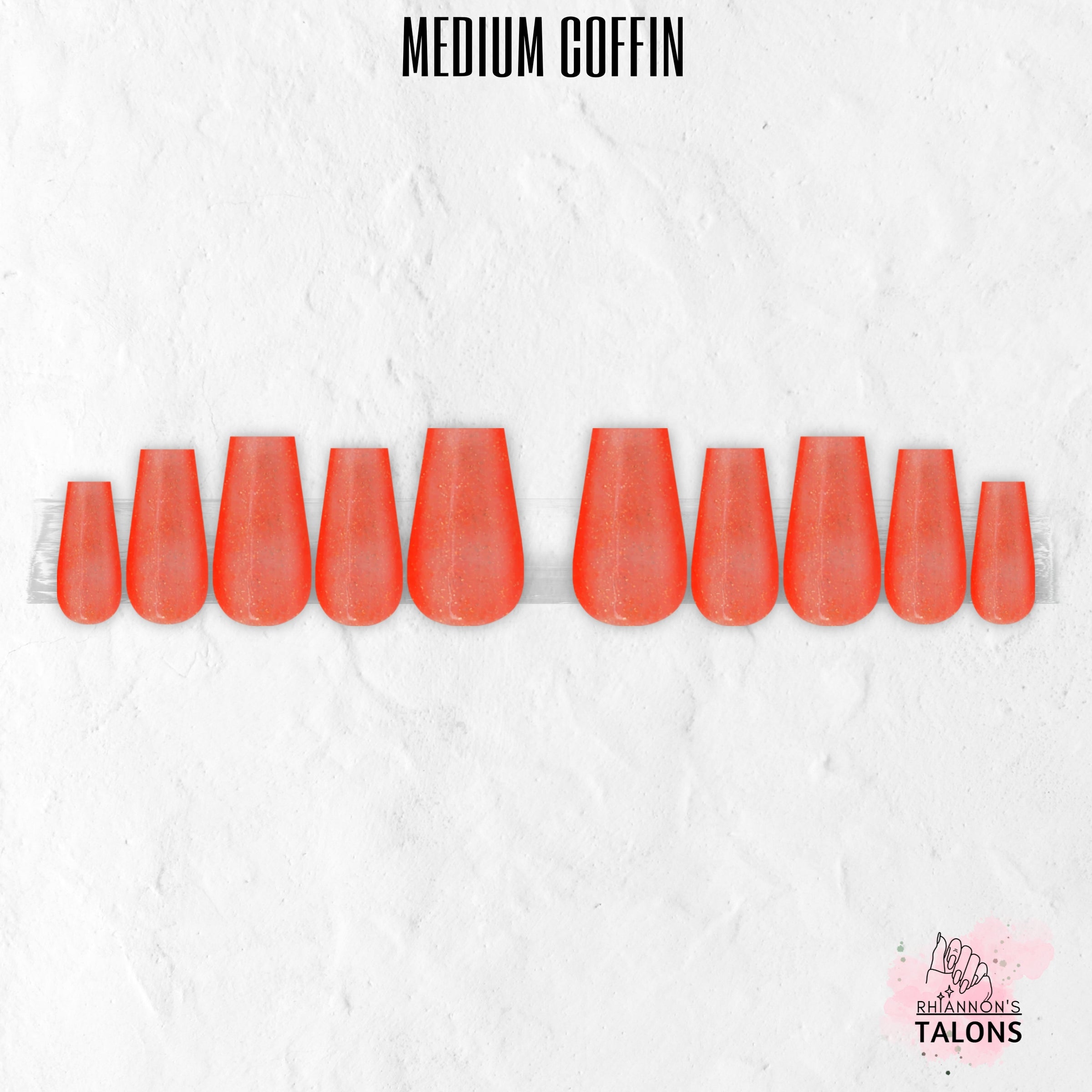 Peach Embers peach glitter press-on nails