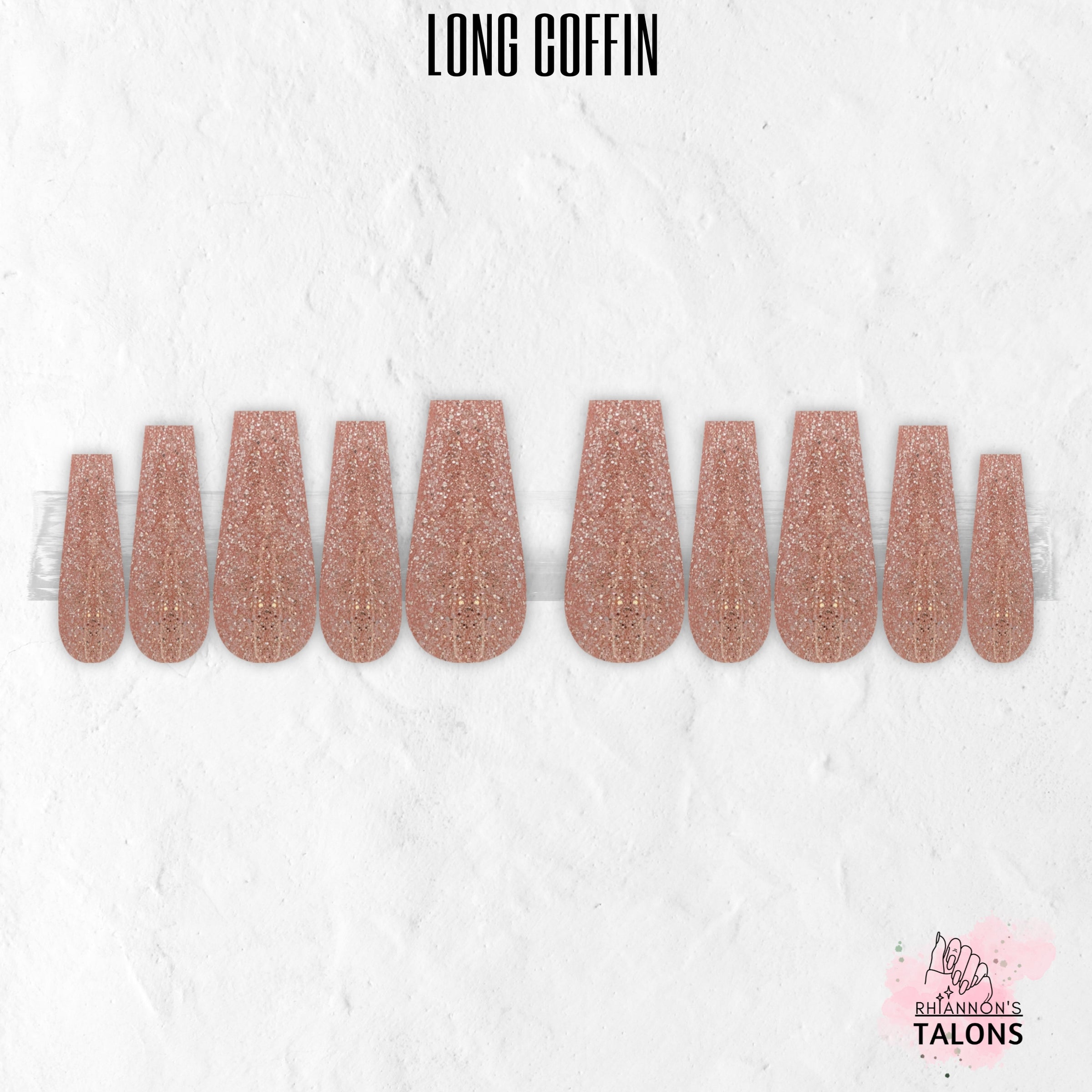 Peach Kiss peach glitter press-on nails