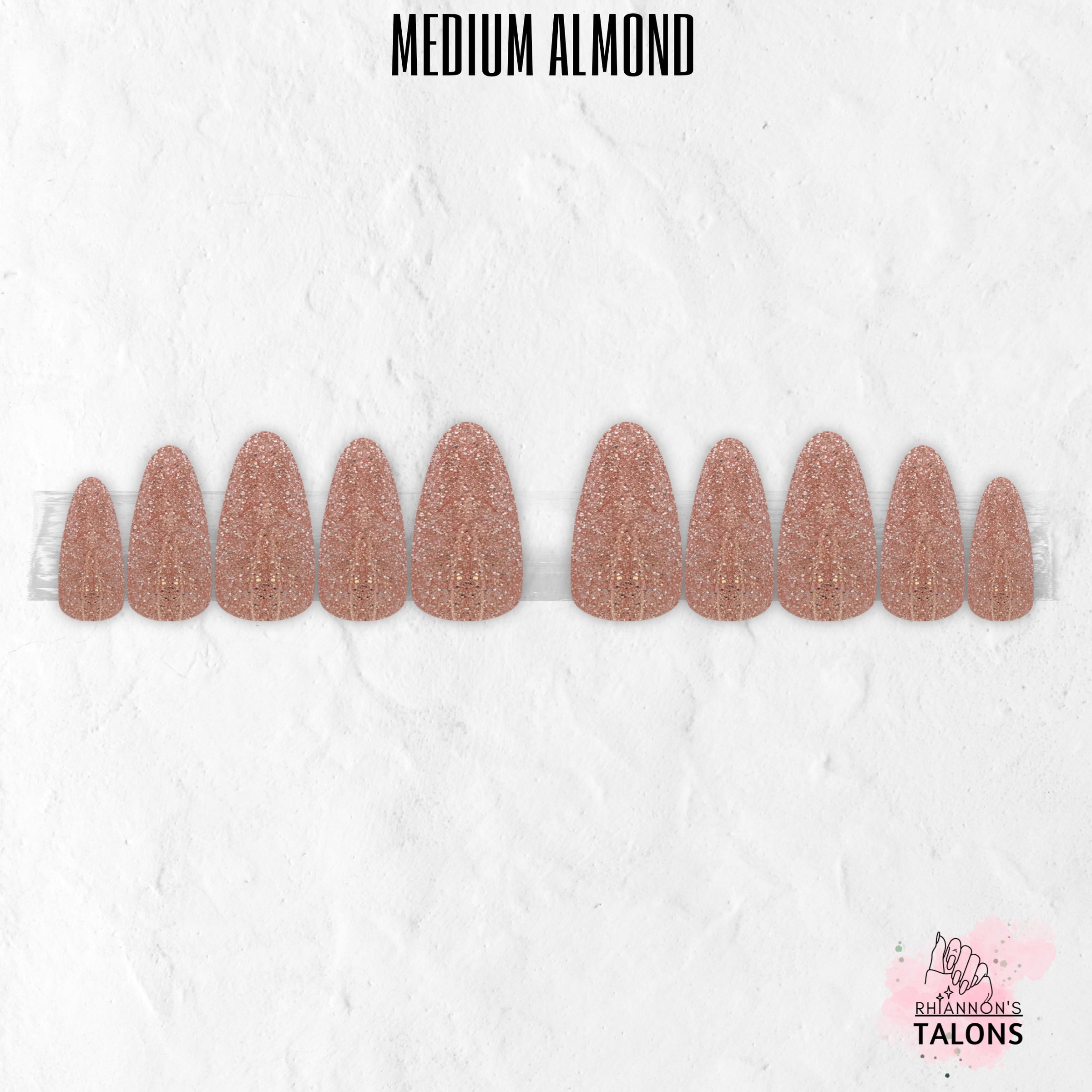 Peach Kiss peach glitter press-on nails