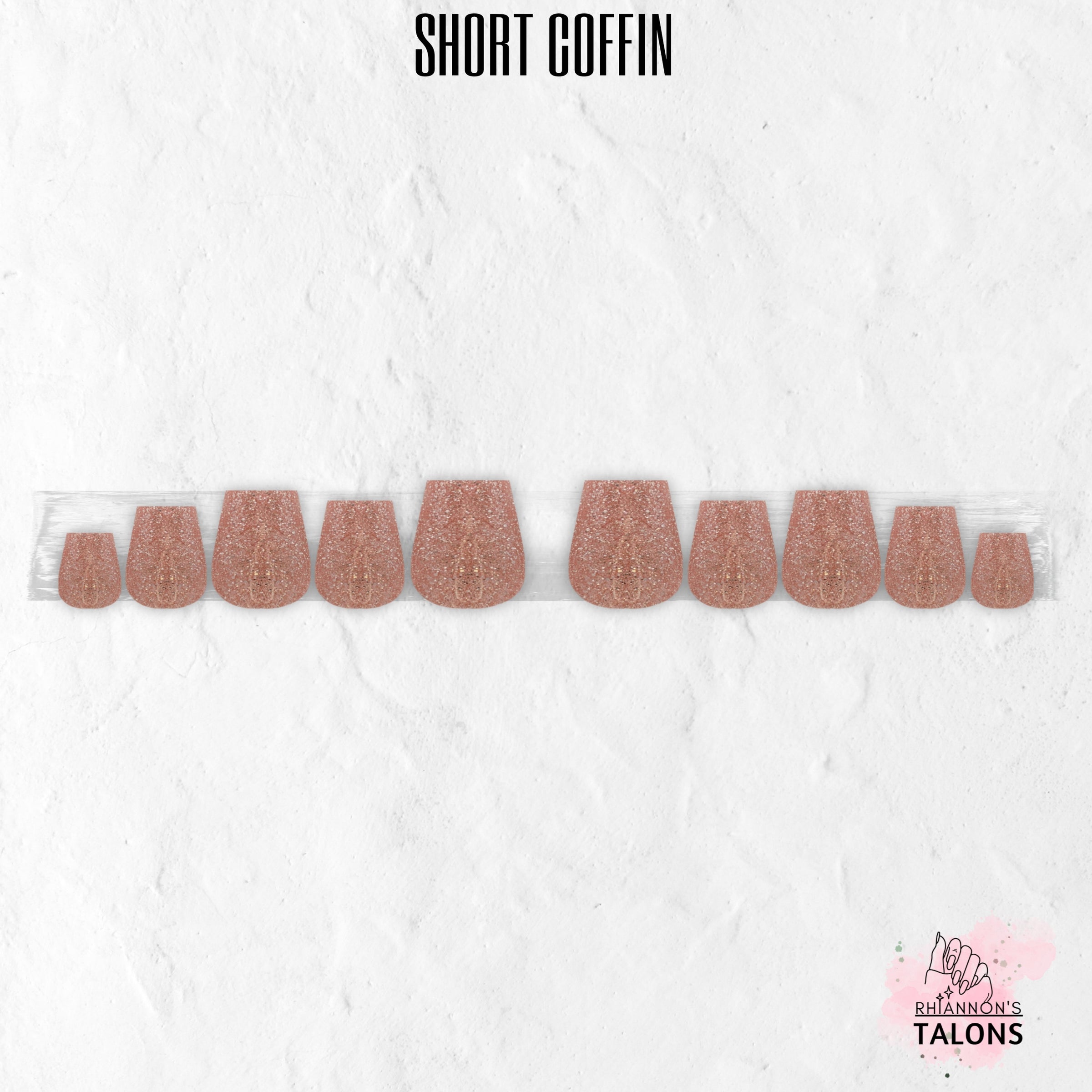 Peach Kiss peach glitter press-on nails