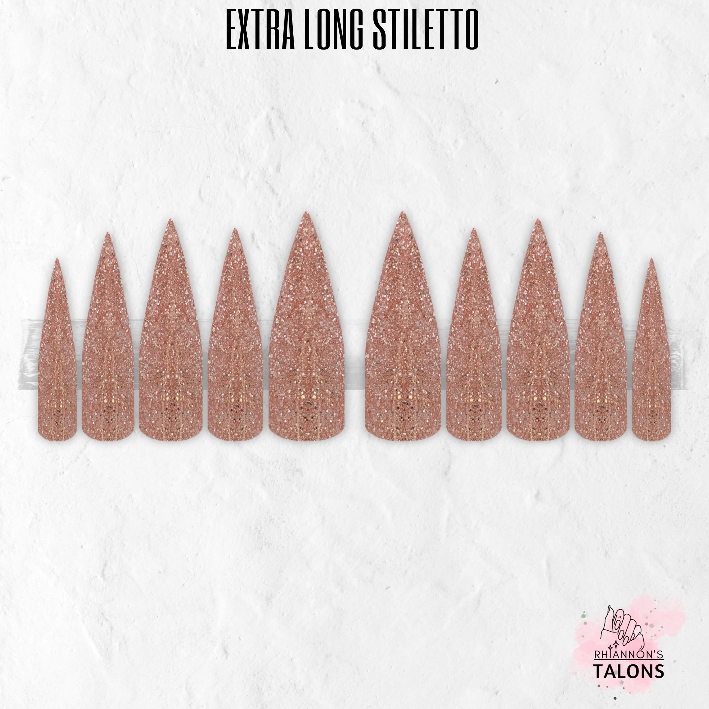 Peach Kiss peach glitter press-on nails