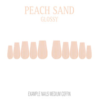 Peach Sand peach nude medium coffin press-on nails with glossy finish