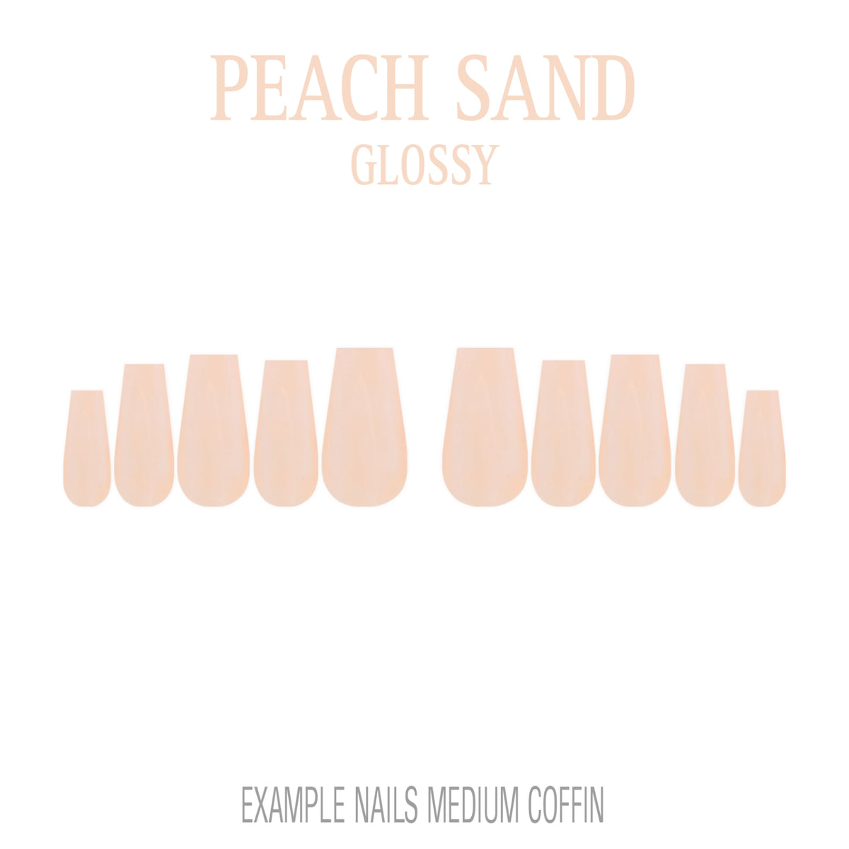 Peach Sand peach nude medium coffin press-on nails with glossy finish