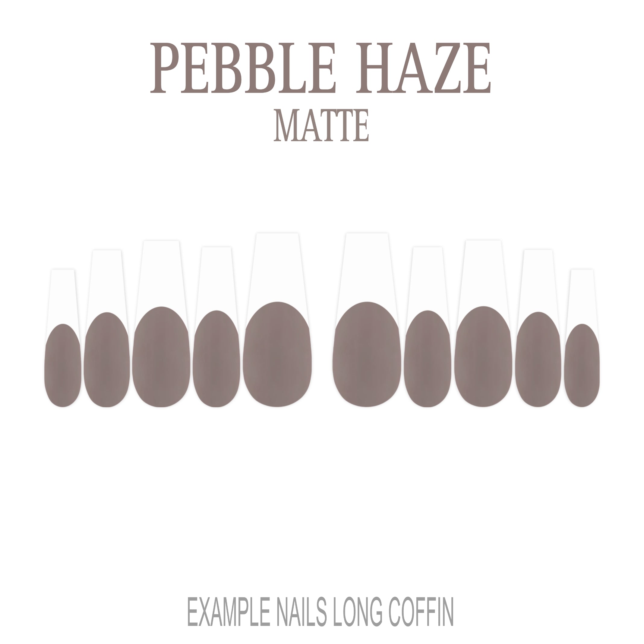 Pebble Haze grey French tip press-on nails