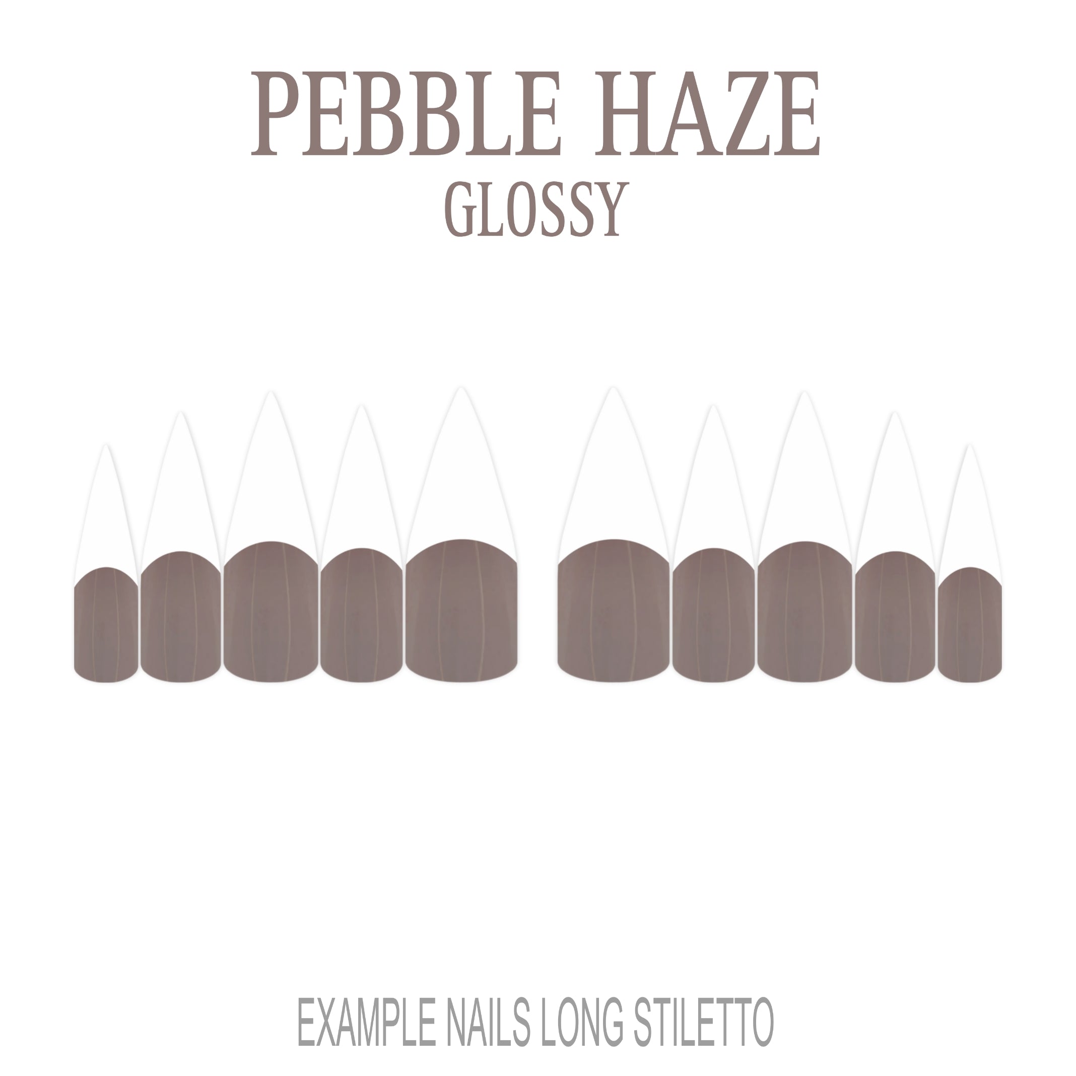 Pebble Haze grey French tip press-on nails