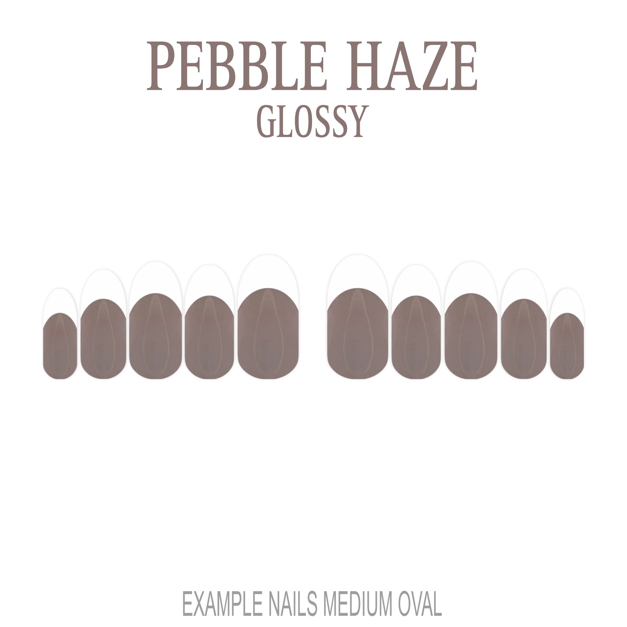 Pebble Haze grey French tip press-on nails