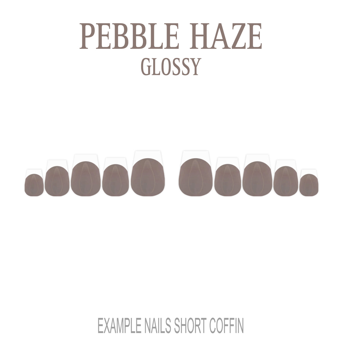 Pebble Haze grey French tip press-on nails