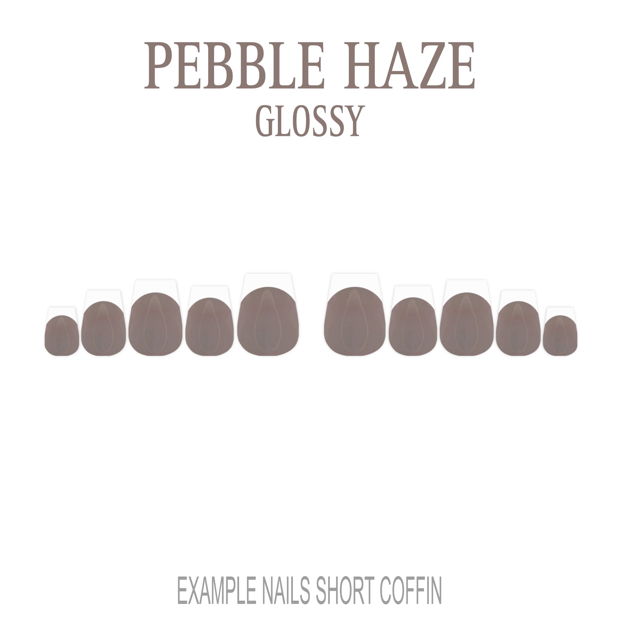 Pebble Haze grey French tip press-on nails