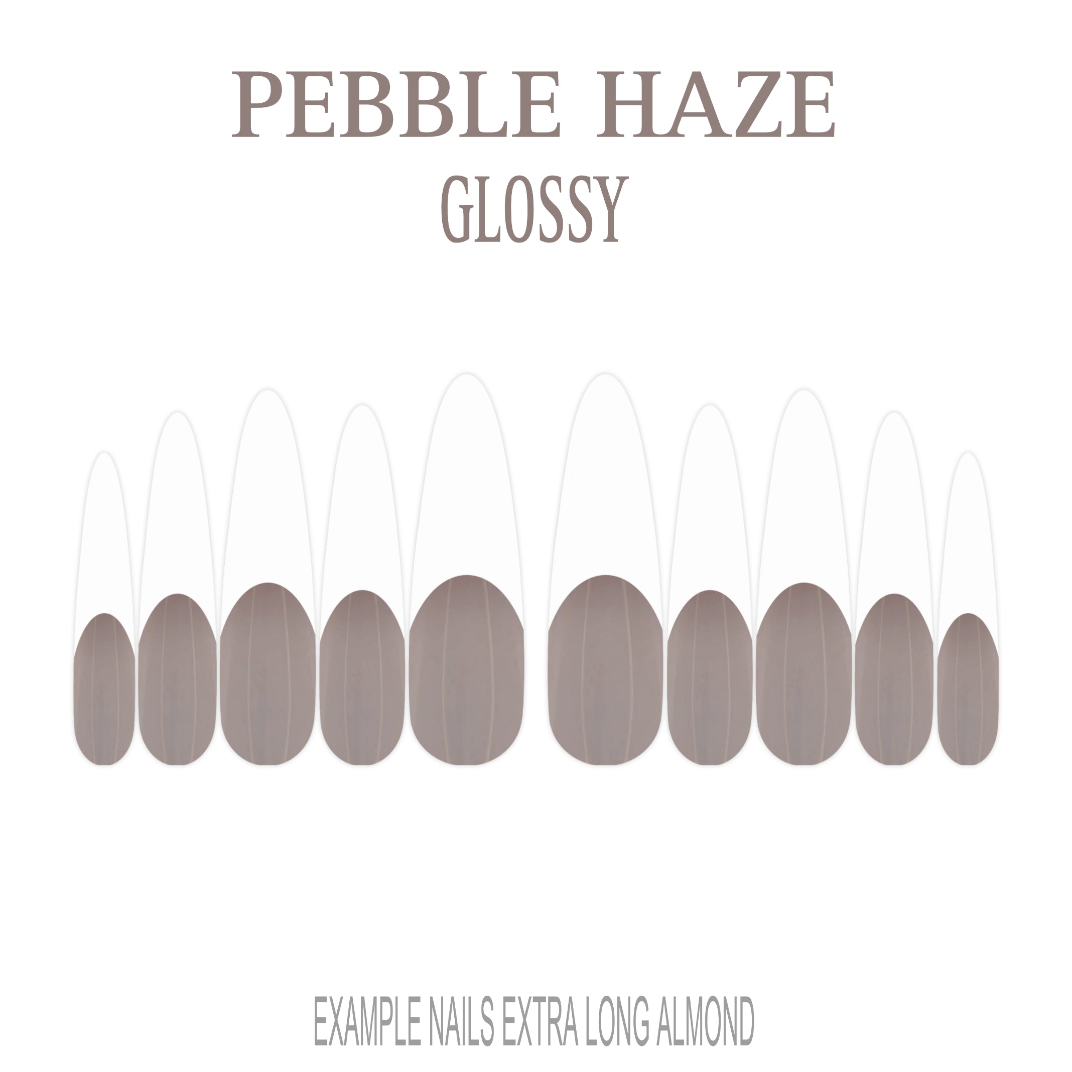 Pebble Haze grey French tip press-on nails