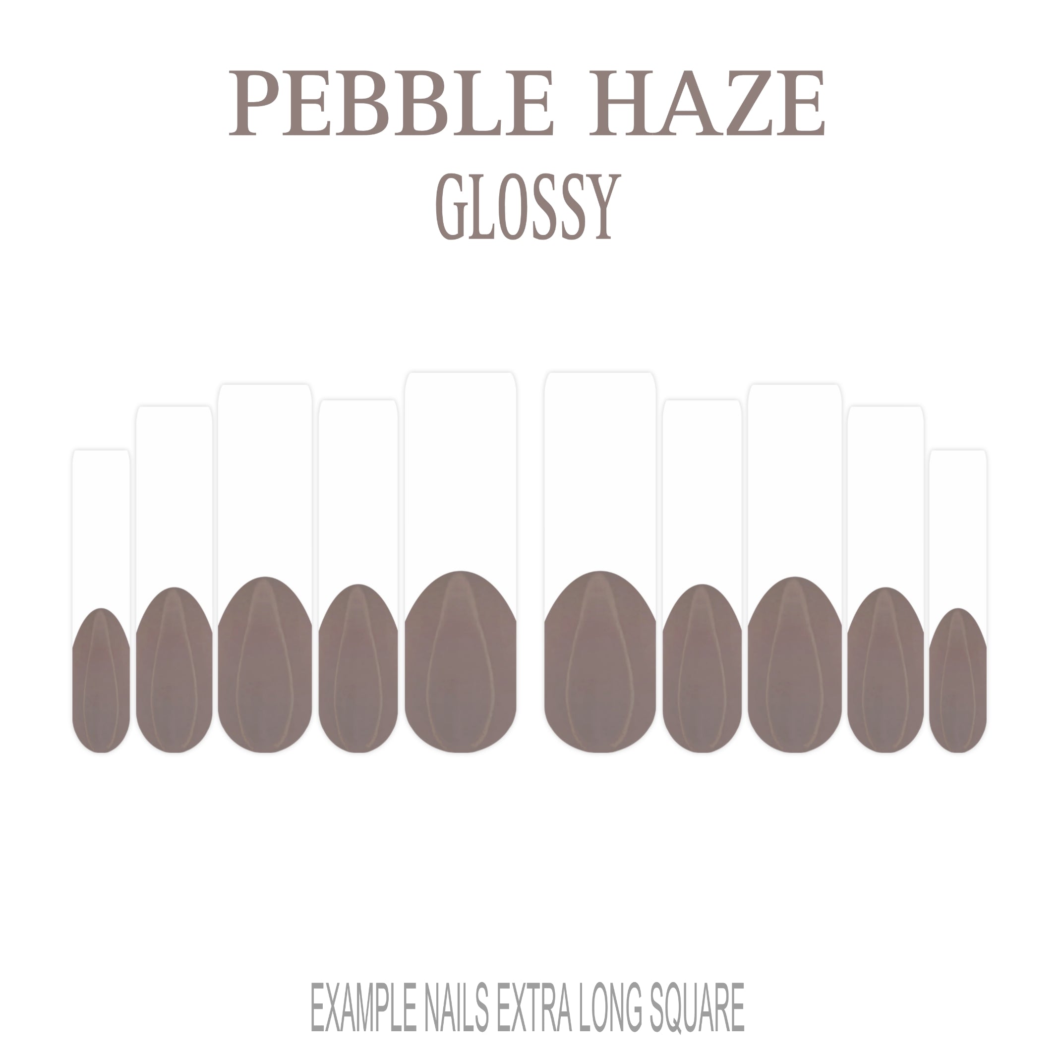 Pebble Haze grey French tip press-on nails