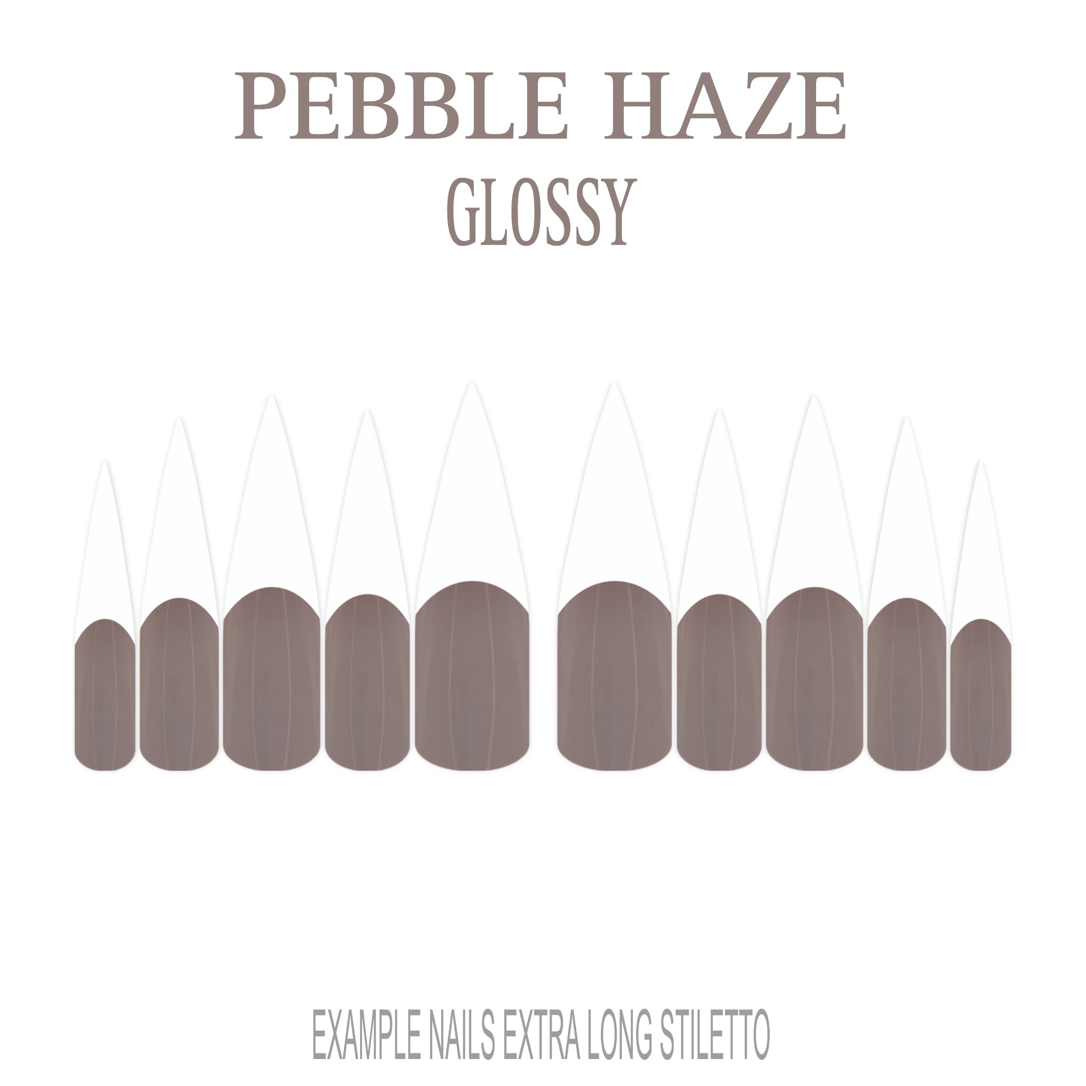 Pebble Haze grey French tip press-on nails