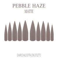 Pebble Haze grey nude extra long stiletto press-on nails with matte finish