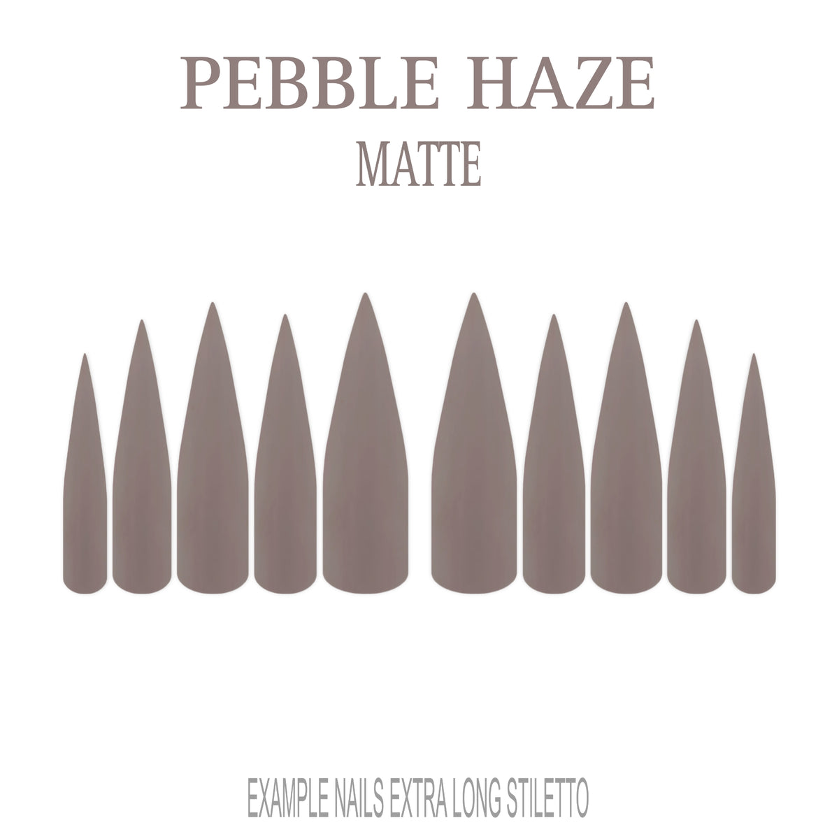 Pebble Haze grey nude extra long stiletto press-on nails with matte finish