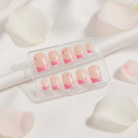 Pink Petal French pink French tip press-on nails with floral nail art
