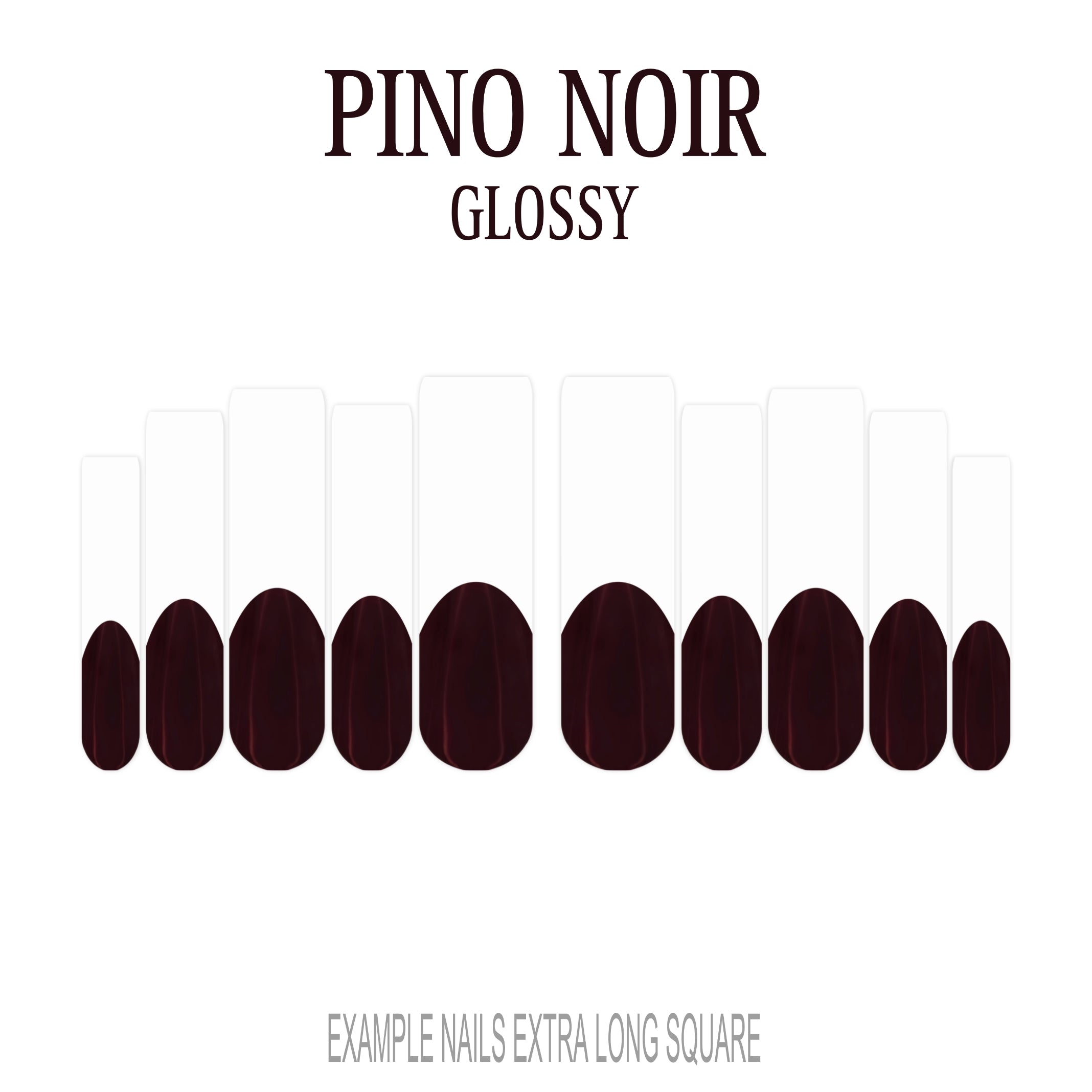 Pinot Noir burgundy French tip press-on nails