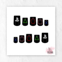 Player One black gaming console press-on nails