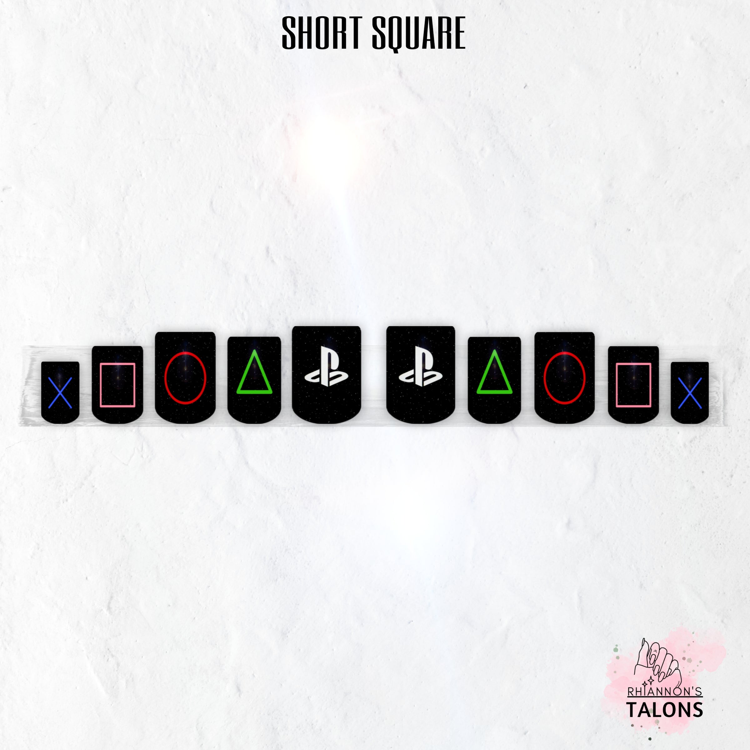 Player One black gaming console press-on nails