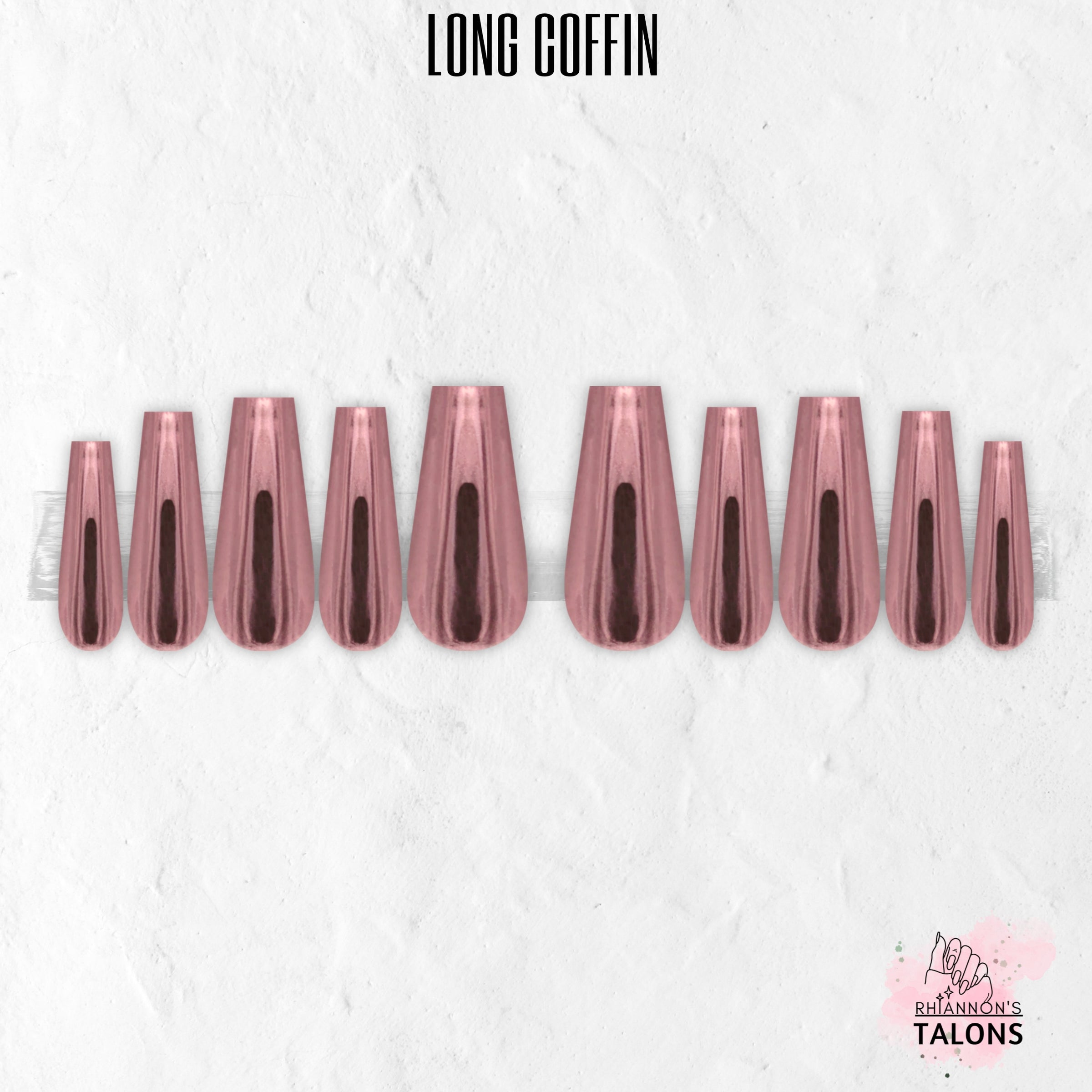 Polished Rose pink chrome press-on nails