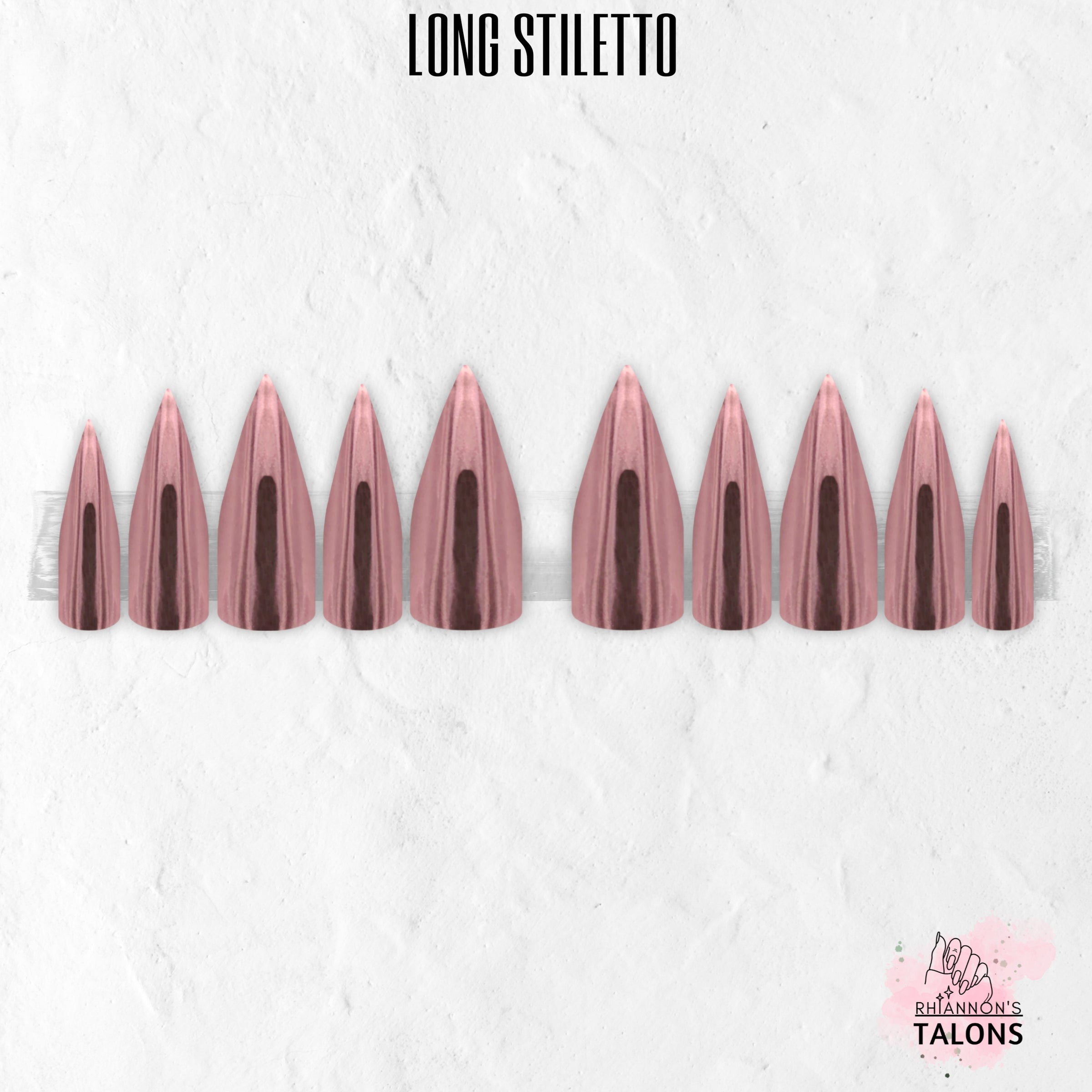 Polished Rose pink chrome press-on nails