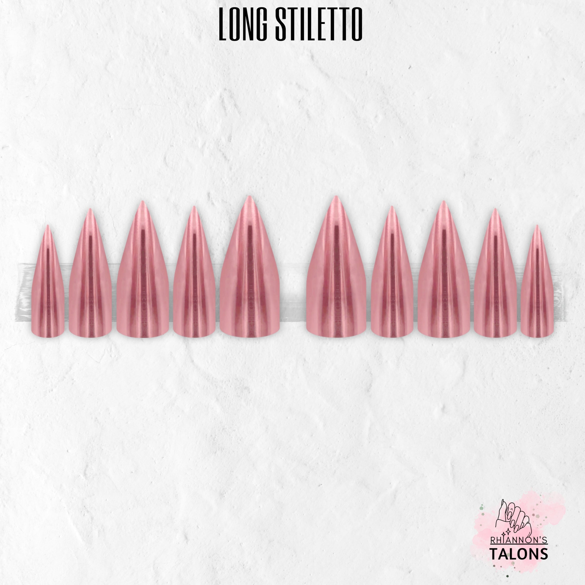 Polished Rose pink chrome press-on nails