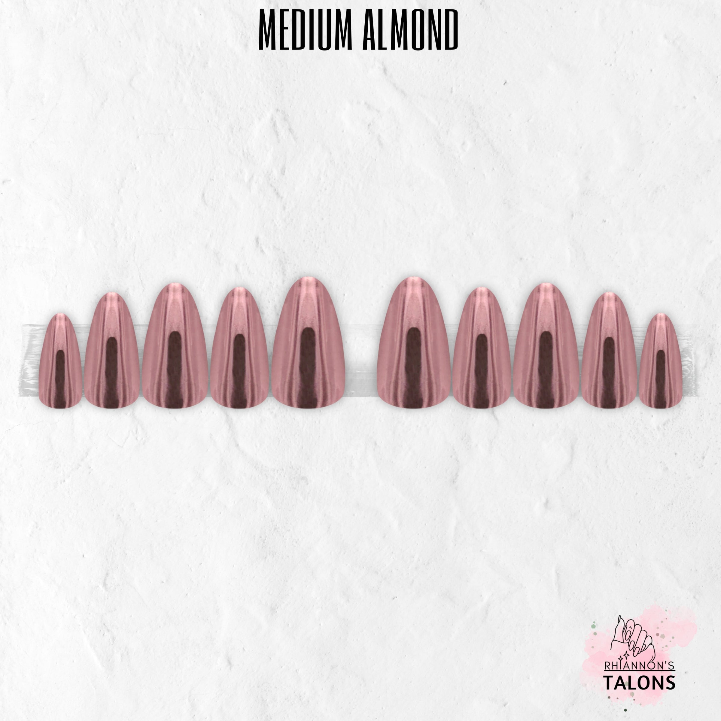 Polished Rose pink chrome press-on nails