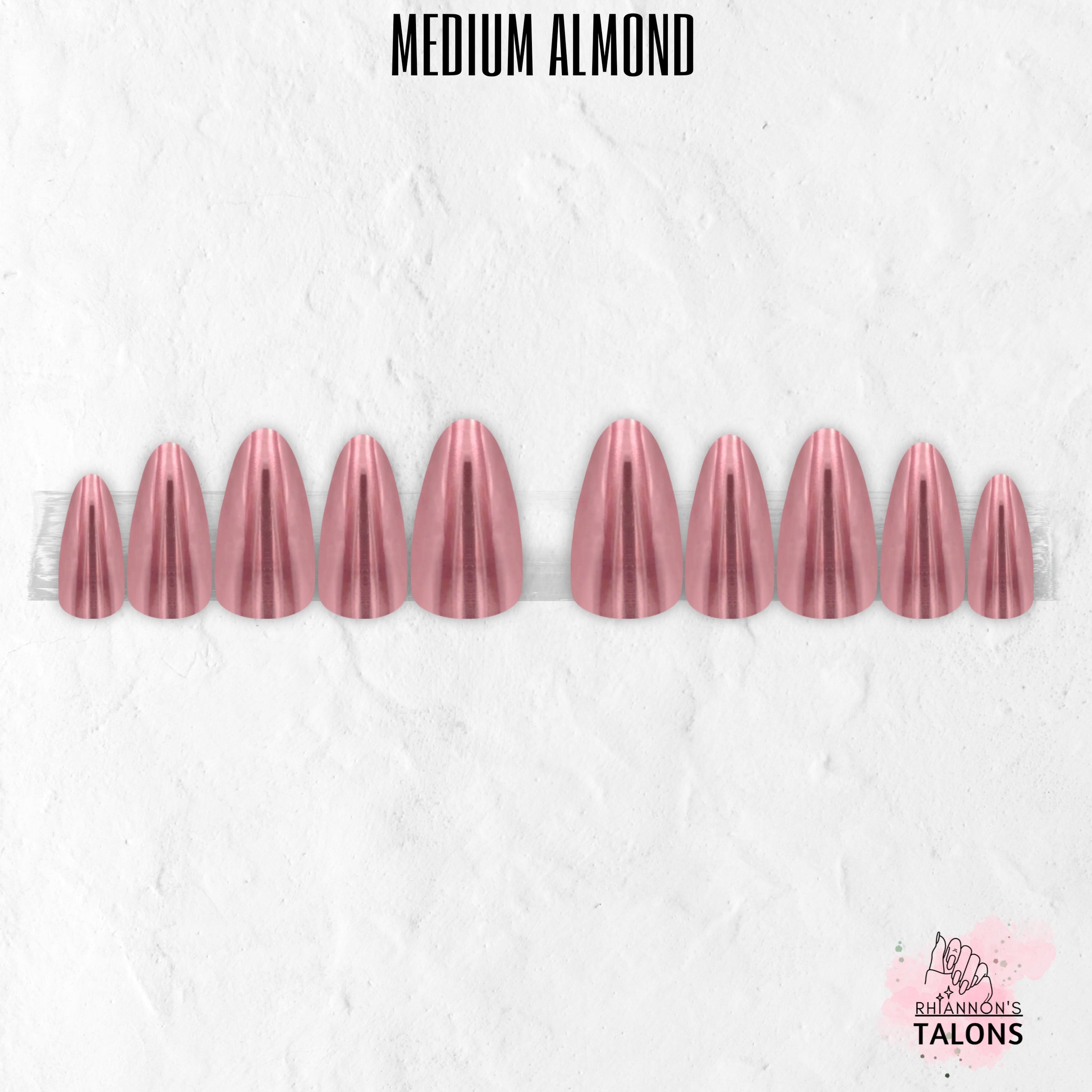 Polished Rose pink chrome press-on nails
