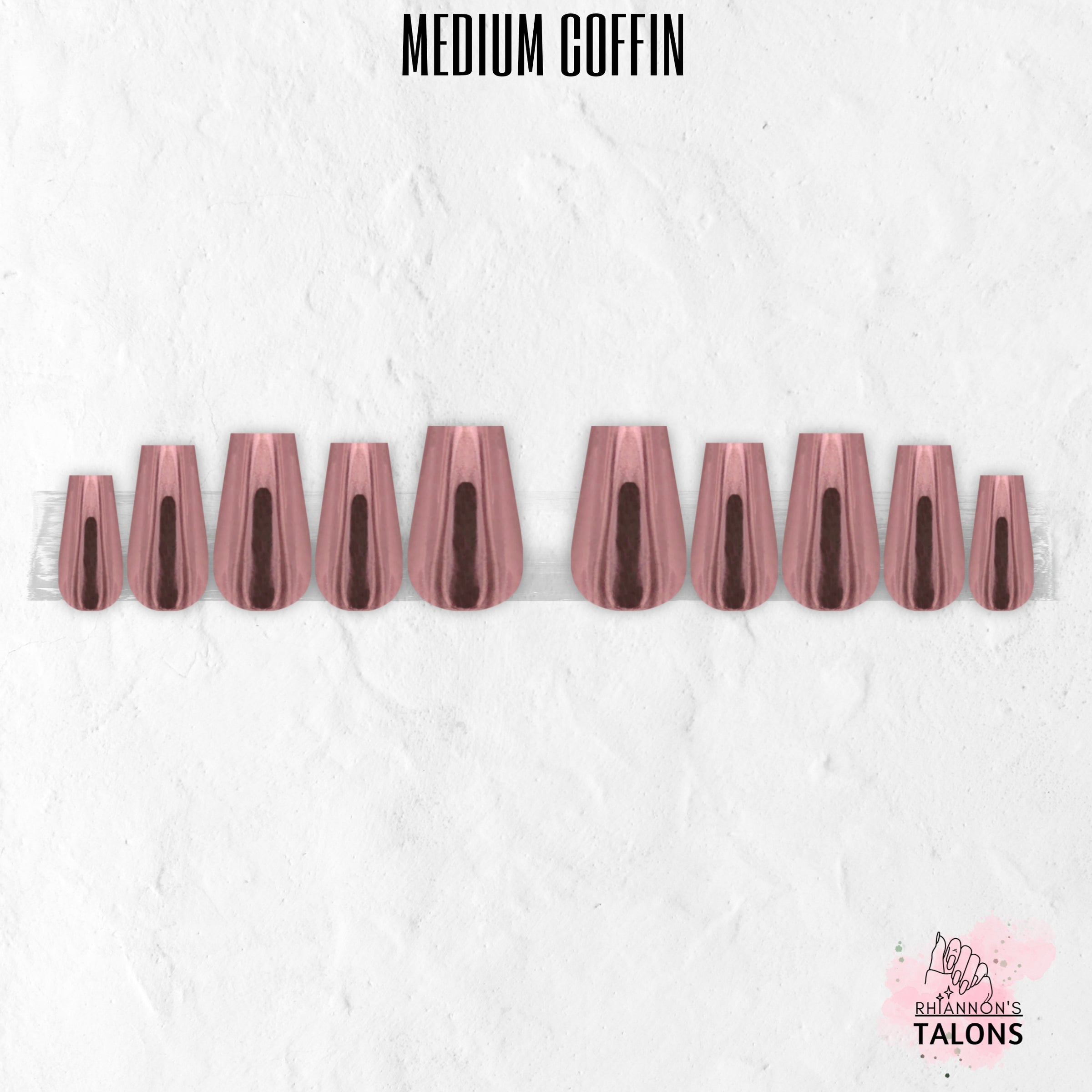 Polished Rose pink chrome press-on nails
