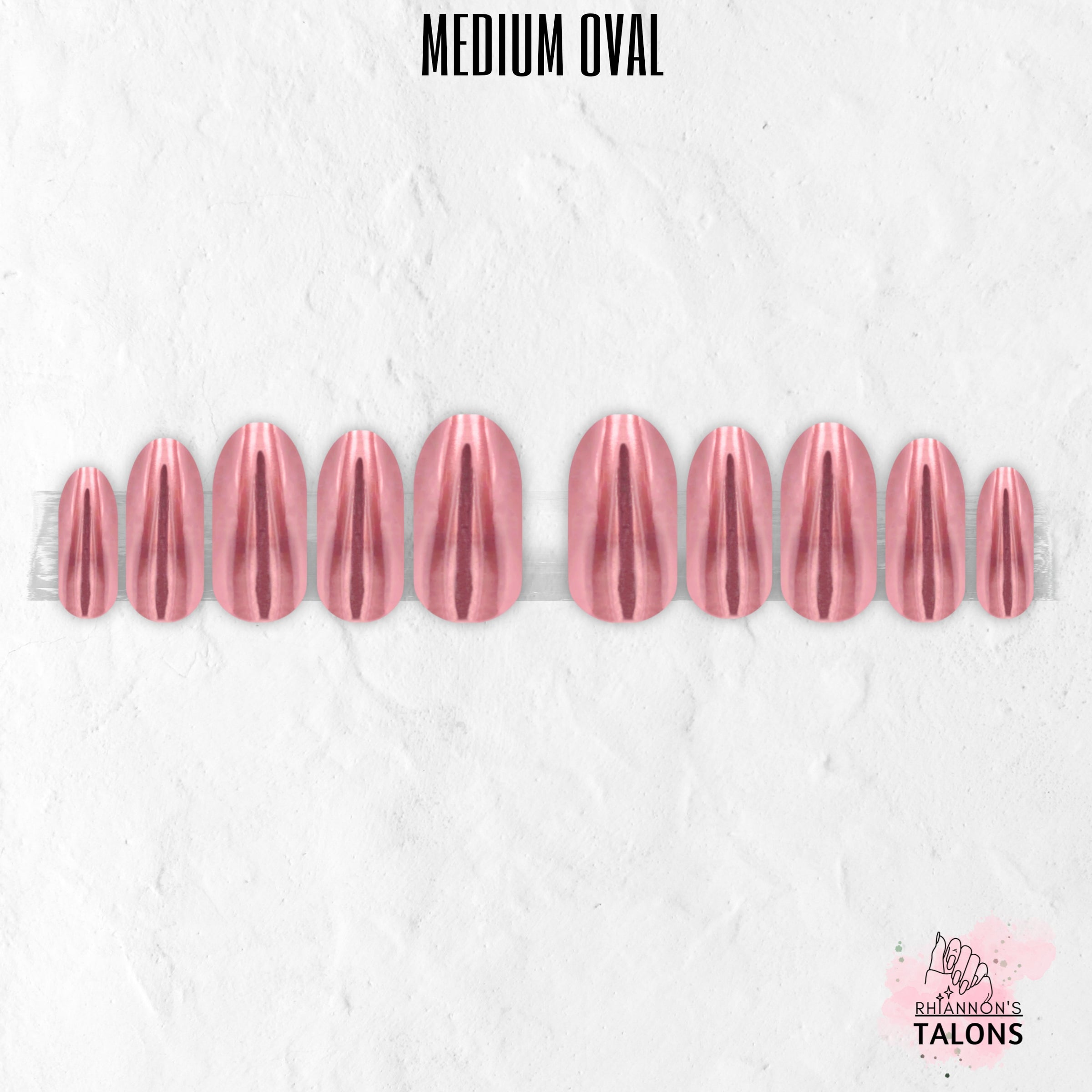 Polished Rose pink chrome press-on nails