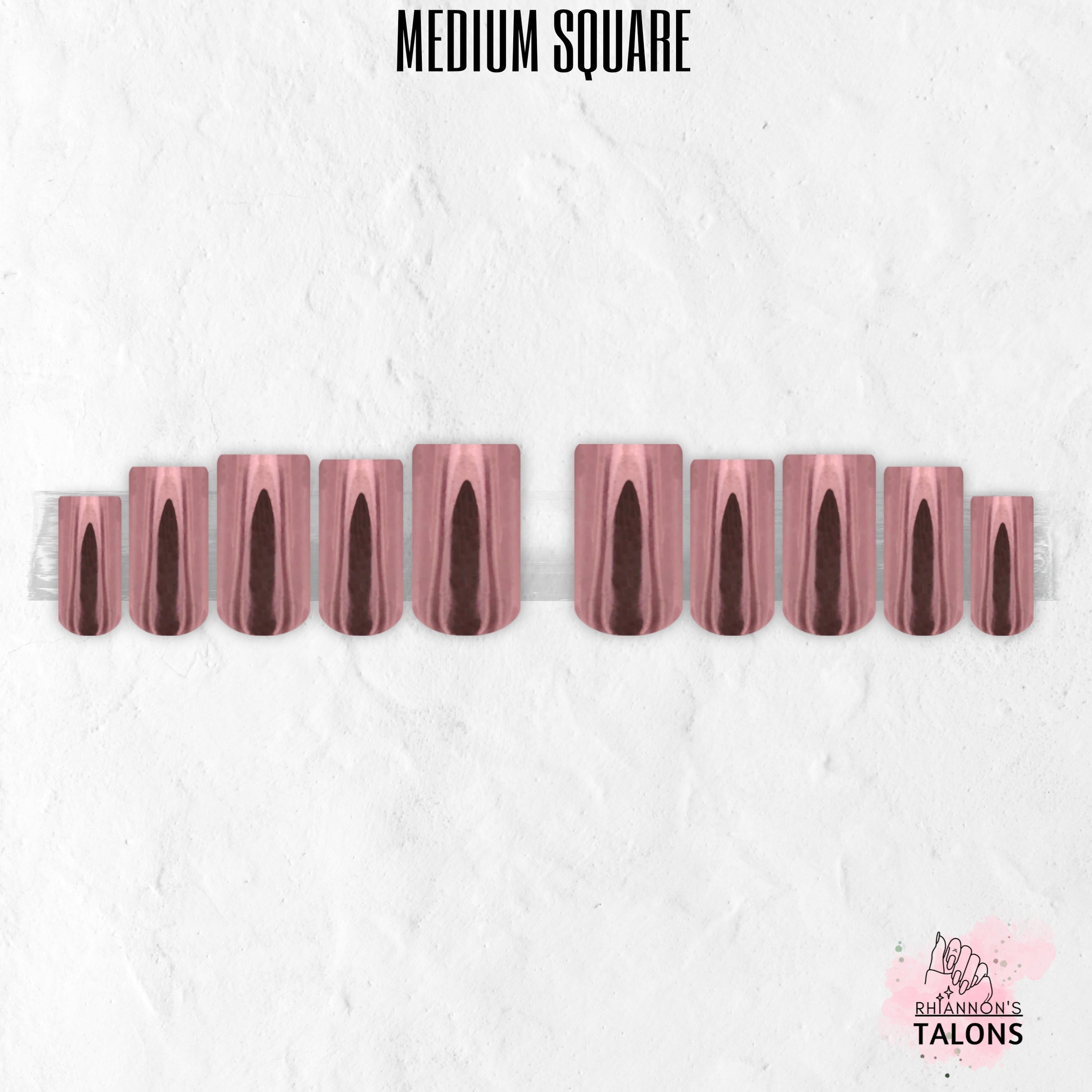 Polished Rose pink chrome press-on nails