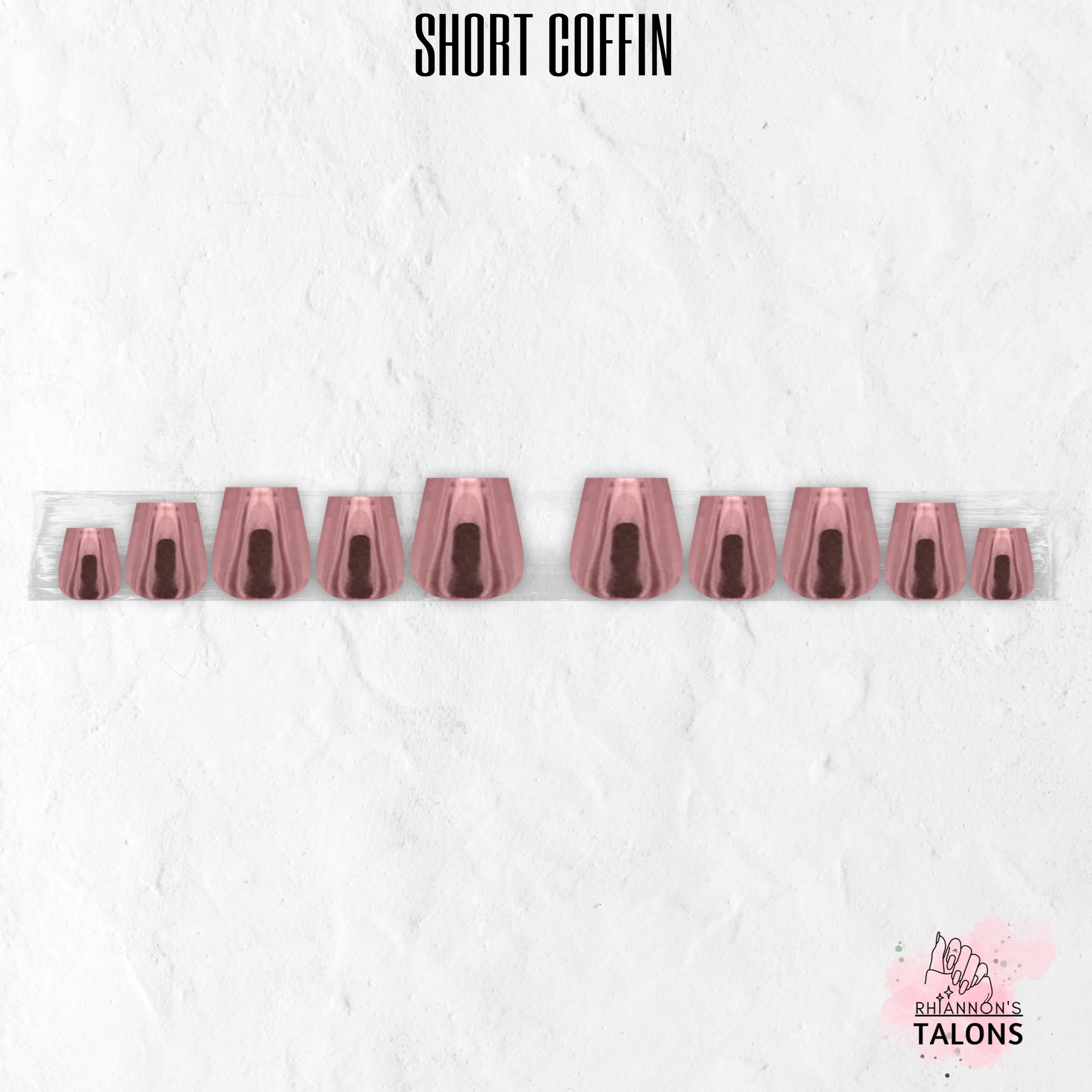 Polished Rose pink chrome press-on nails