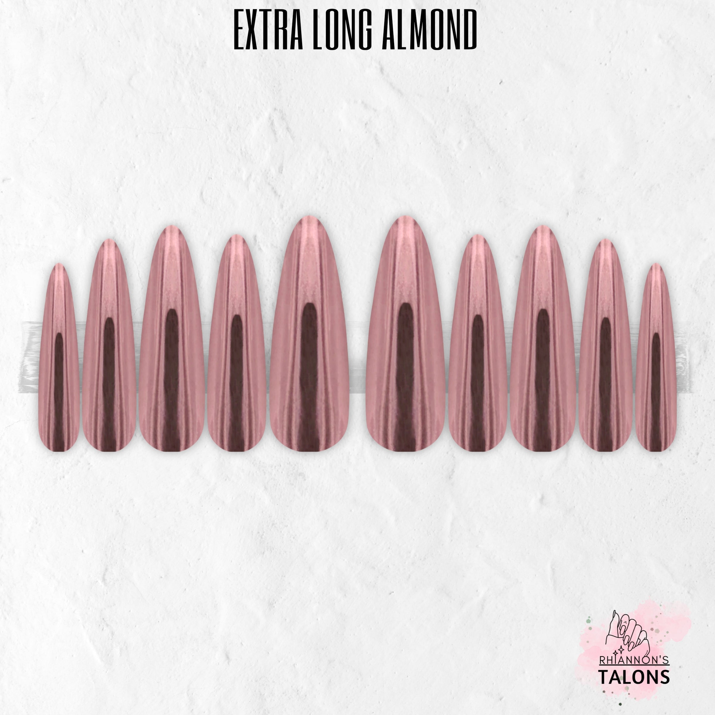 Polished Rose pink chrome press-on nails